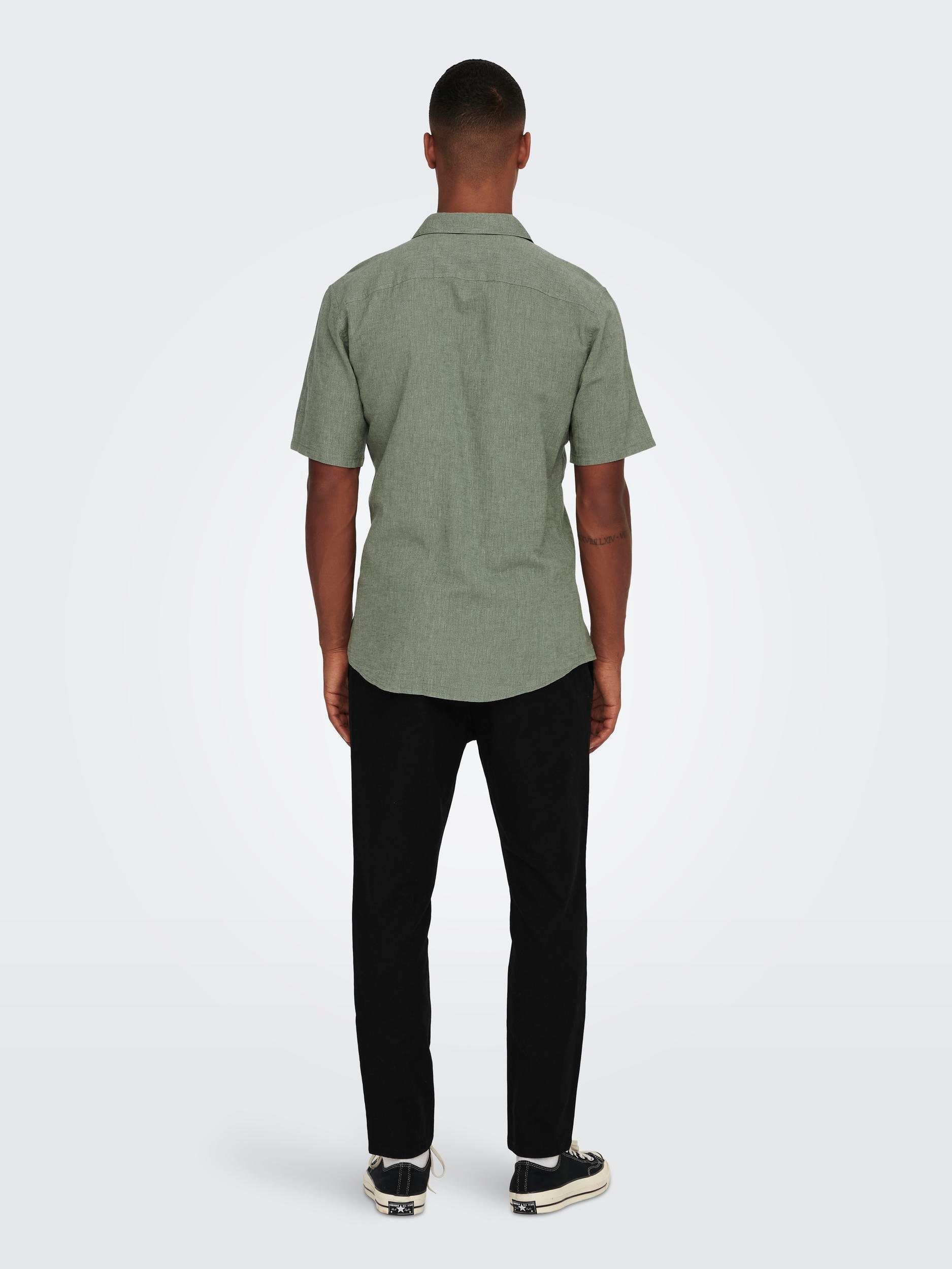 ONLY & SONS Overhemd met korte mouwen ONSCAIDEN SS SOLID RESORT LINEN NOOS