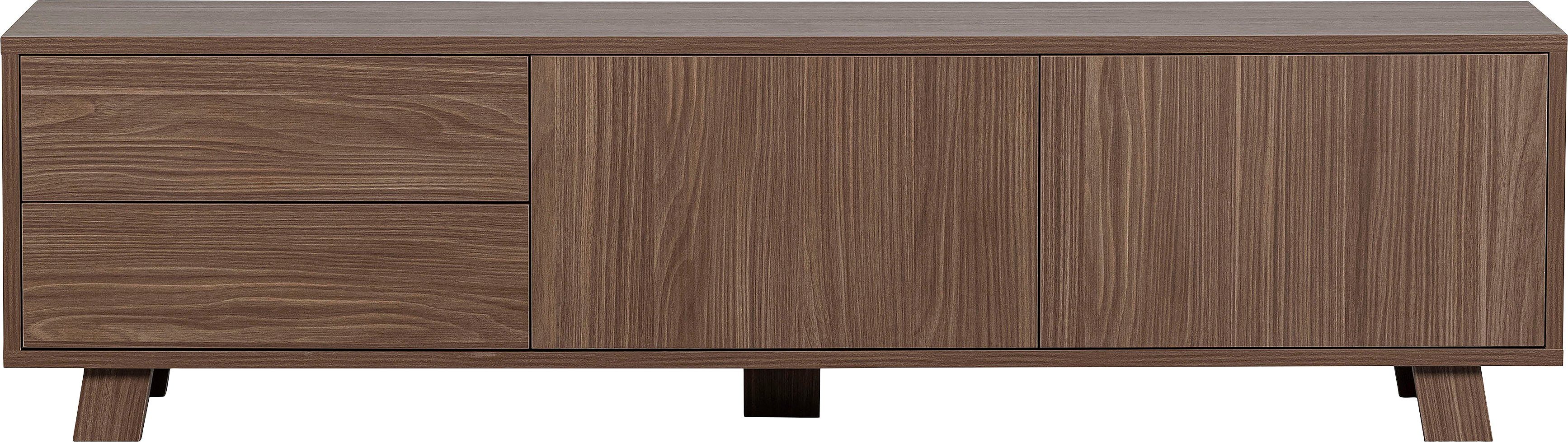 WOOOD Tv-meubel Seppe TV-dressoir Walnootfineer met duidelijk zichtbare nerf, H 42 cm x B 160 cm
