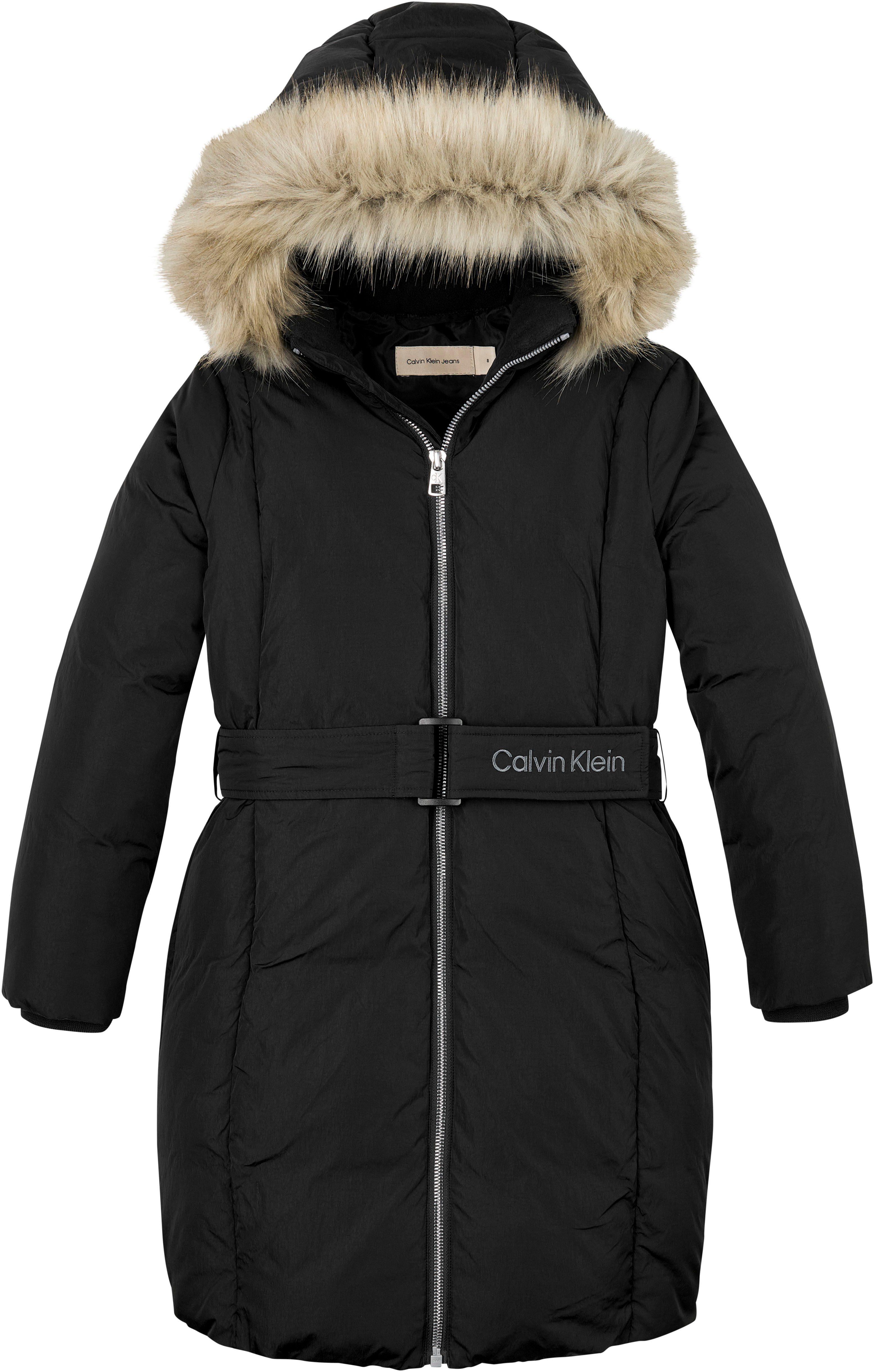 Calvin Klein Gewatteerde jas Classic Belted Fur Coat voor kinderen tot 16 jaar en met logo-opdruk