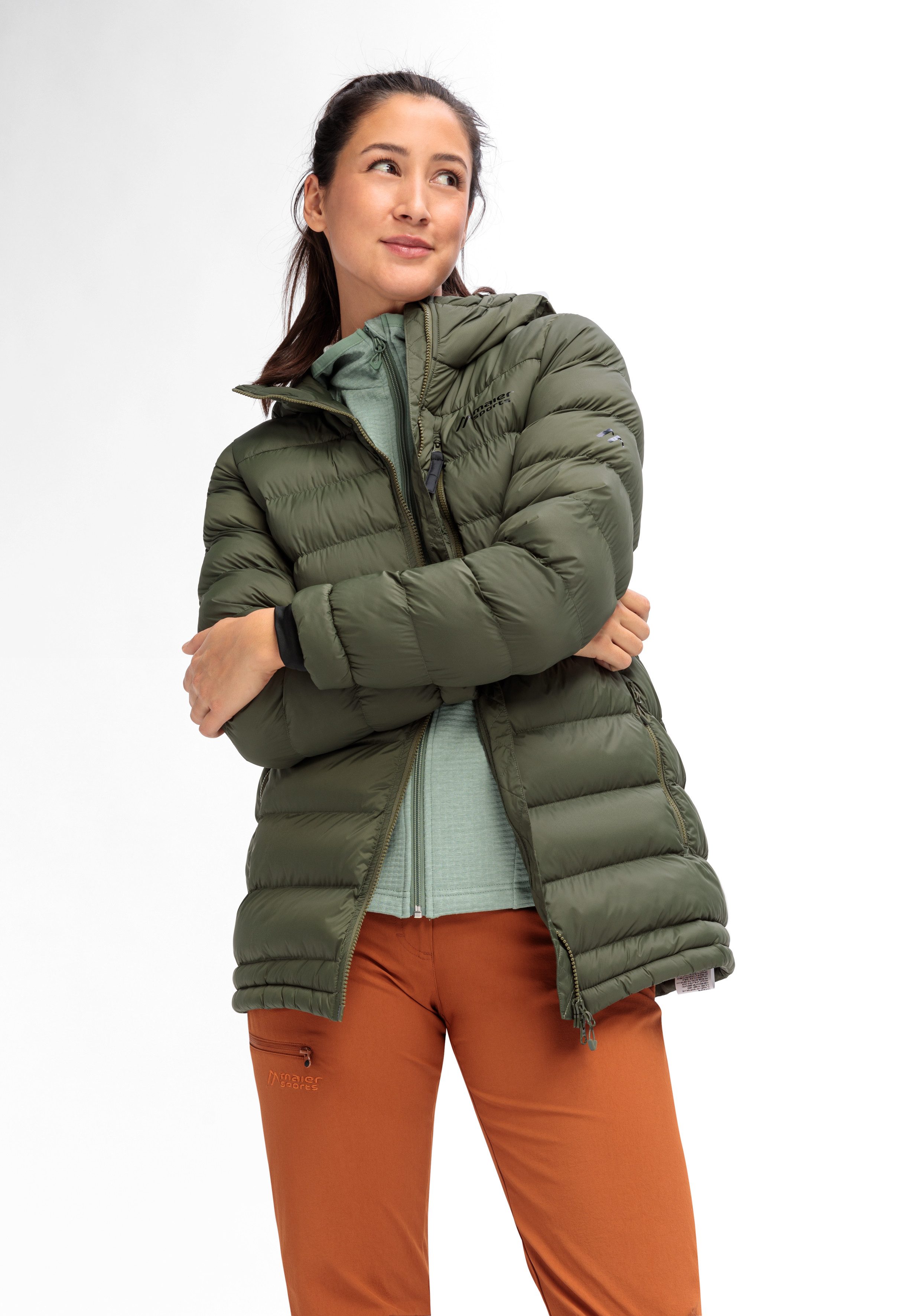Maier Sports Functionele jas Lomnica Coat W Dames mantel, licht Primaloft materiaal, 3 ritszakken en capuchon