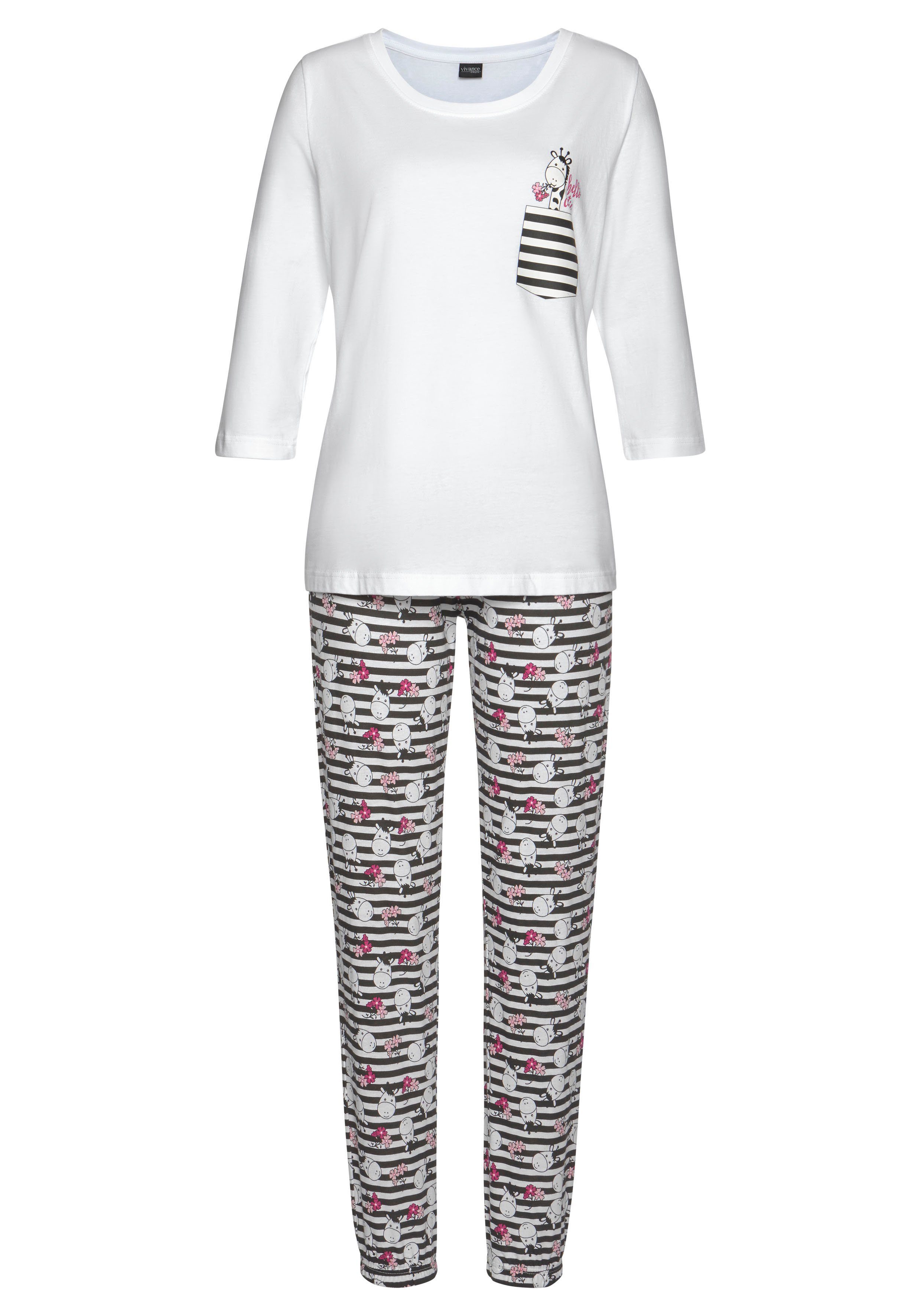 Vivance Dreams Pyjama met speelse giraffen-print (2-delig, 1 stuk)