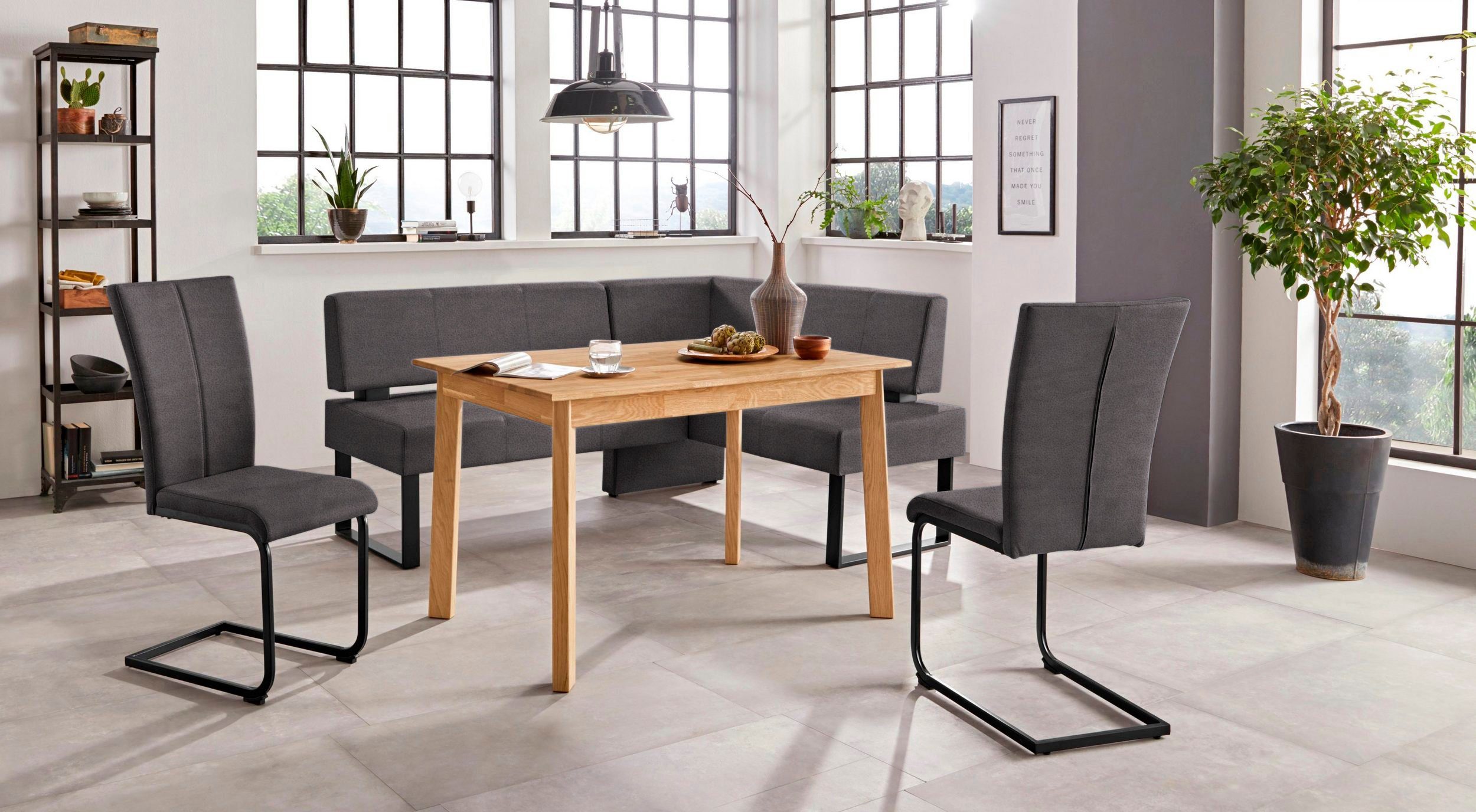 Home affaire Hoekbank Oliver met metalen frame, keukenbank verschillende hoezen cord eetkamerbank ottos choice