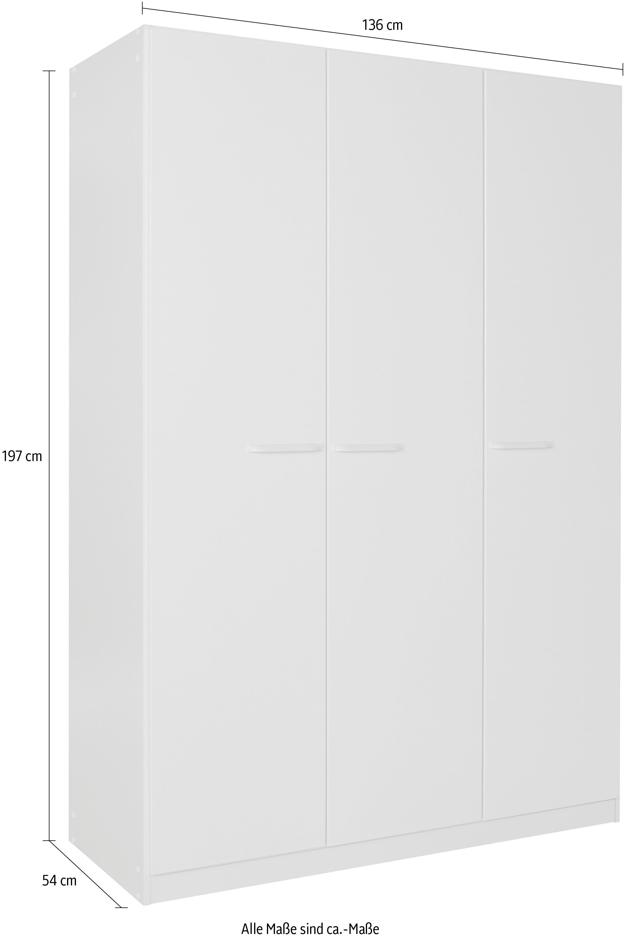Draaideurkast Kledingkast VANDOR in drie breedtes, hoogte 197 cm, grepen in grijs metallic made in germany