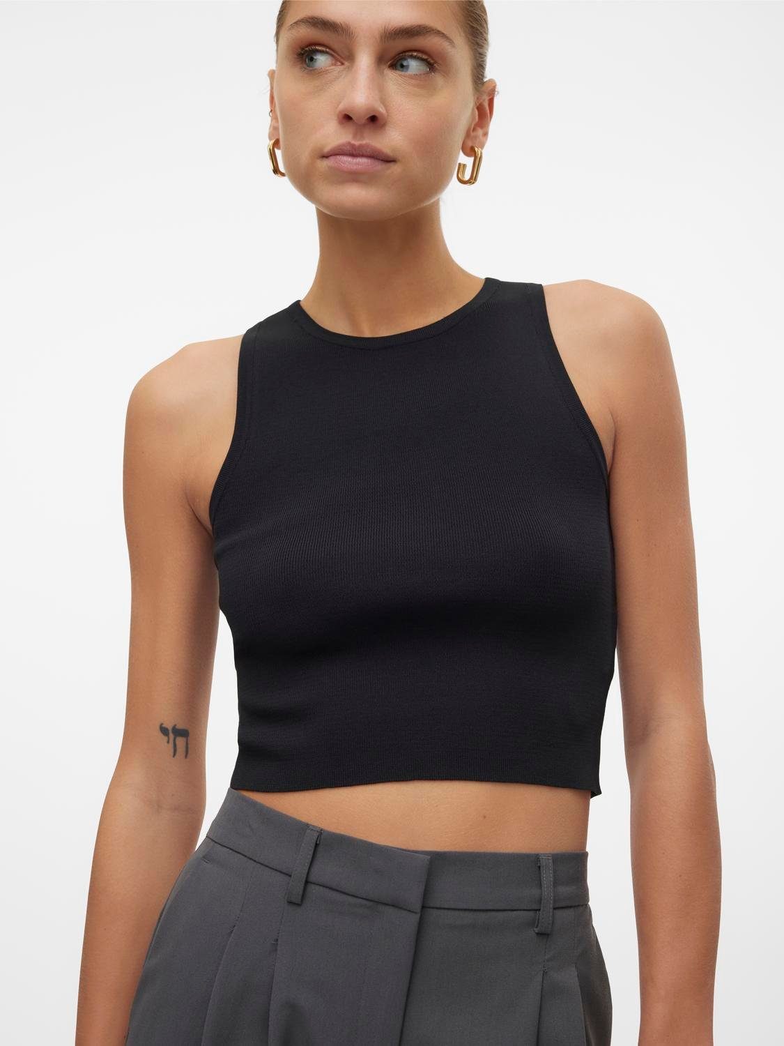 Vero Moda Gebreide trui VMGINNY SL O-NECK CROP TOP NOOS