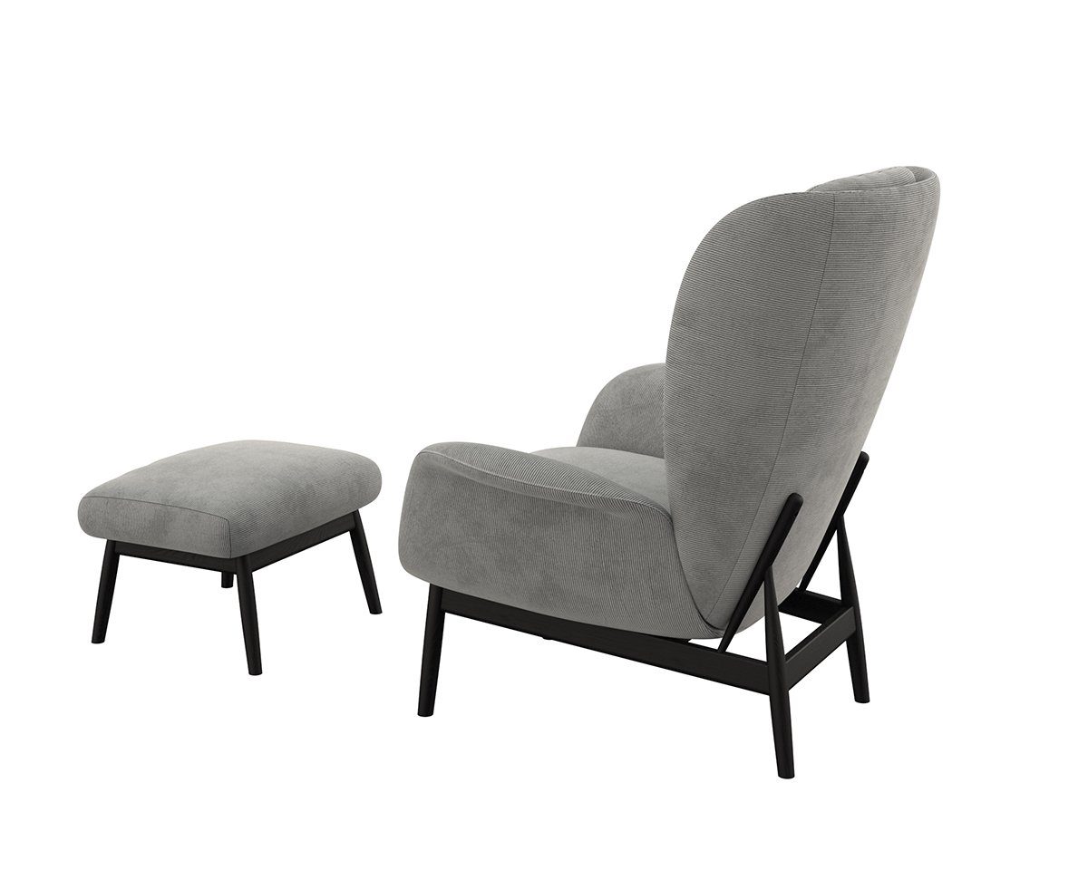 FLEXLUX Oorfauteuil Padova Stijl & comfort, organische vorm, geïntegreerde lendensteun, zwarte voet