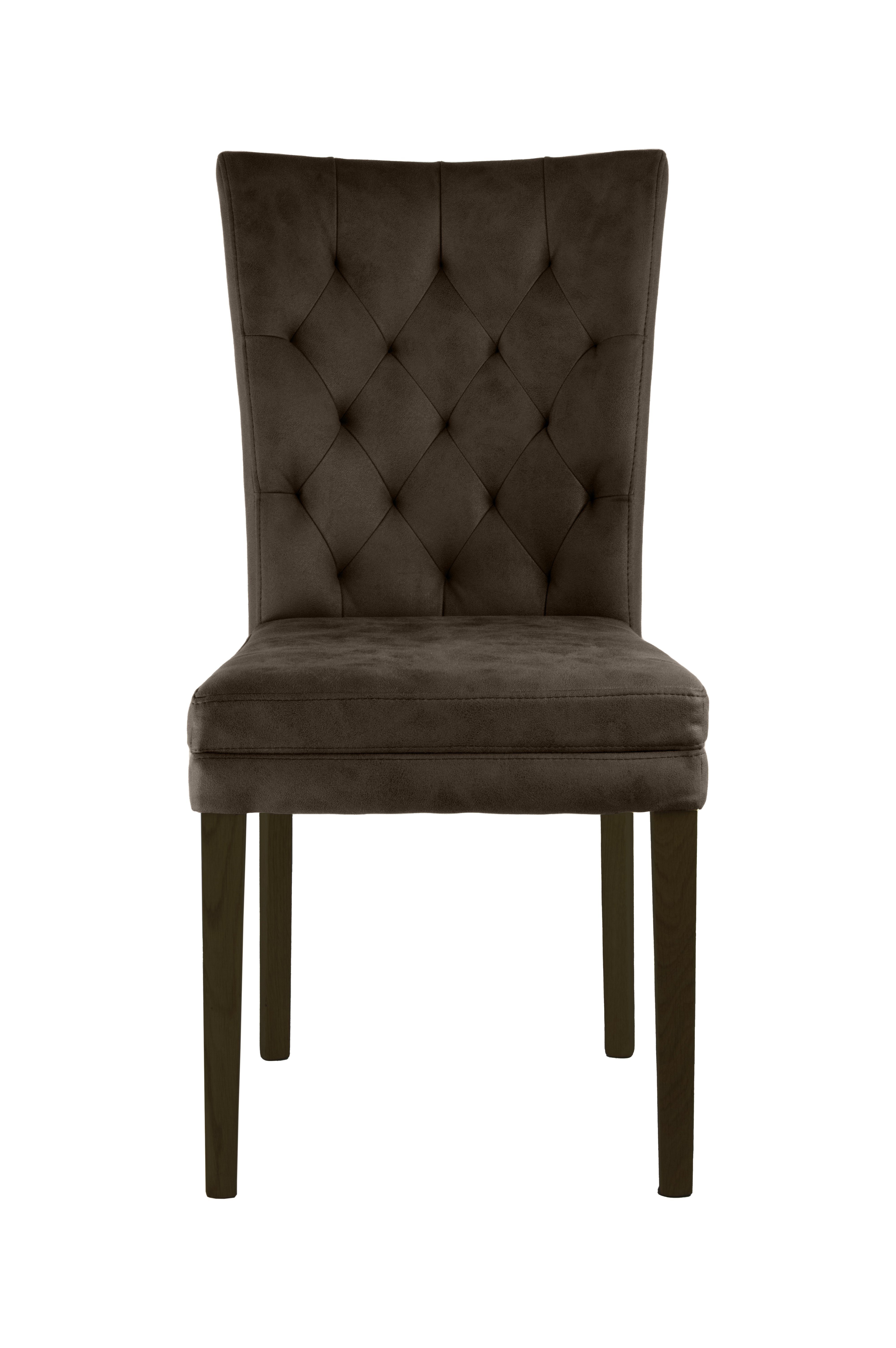 Home affaire Stoel met 4 poten Colorado prettige bekleding, frame massief hout wengé of naturel-eiken (set, 2 stuks)