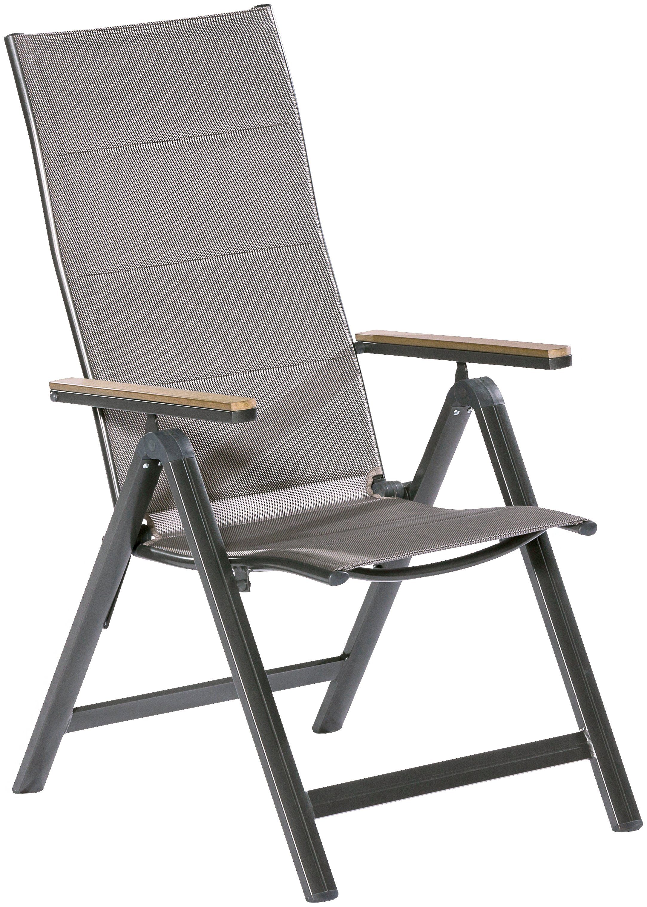 MERXX Tuinstoel Trivero set van 2 stuks, aluminium/textiel, opvouwbaar, bruin (set, 2 stuks)