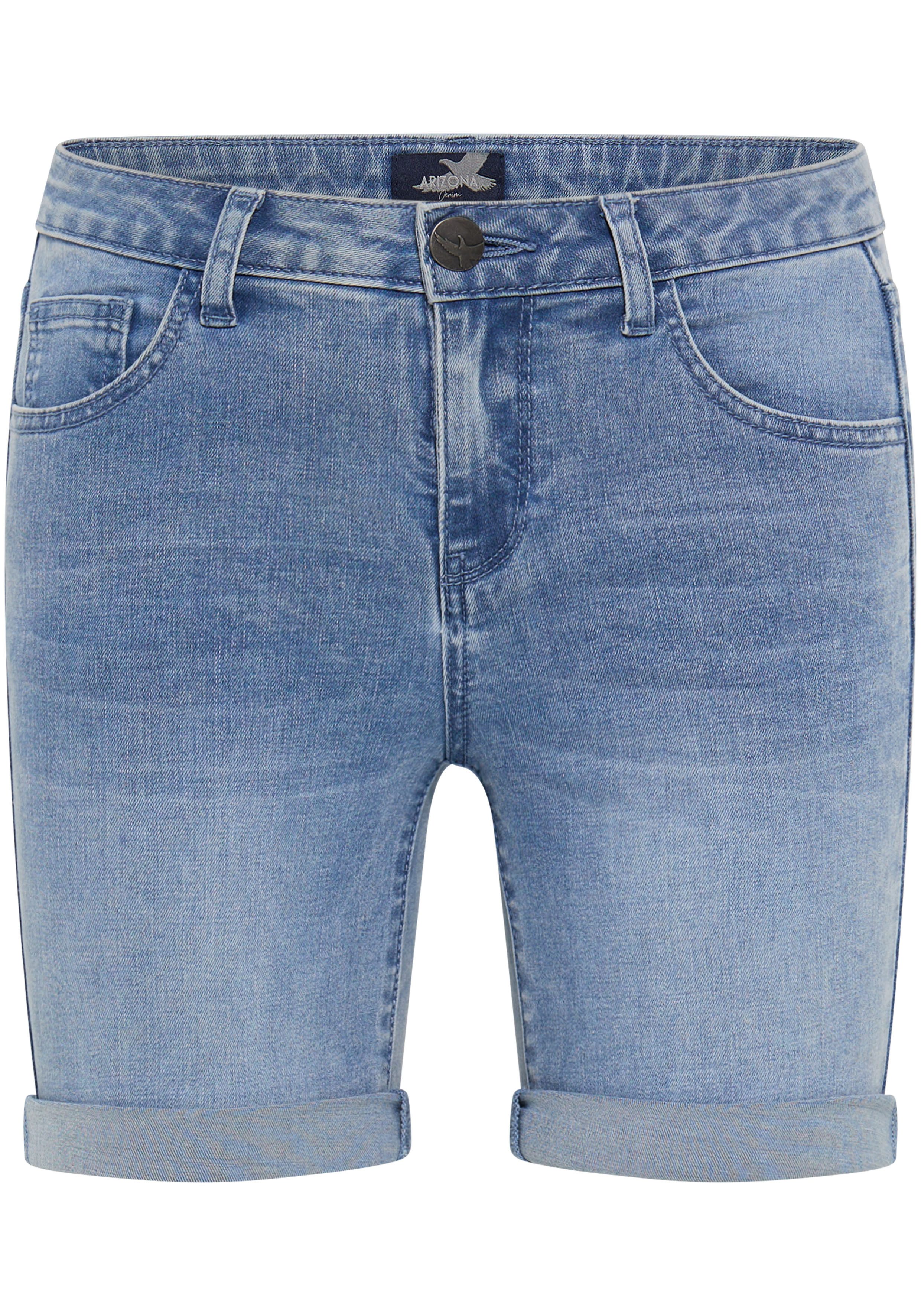 Arizona Jeansshort Ultra Stretch extra strak gesneden, opgerolde beenafsluitingen