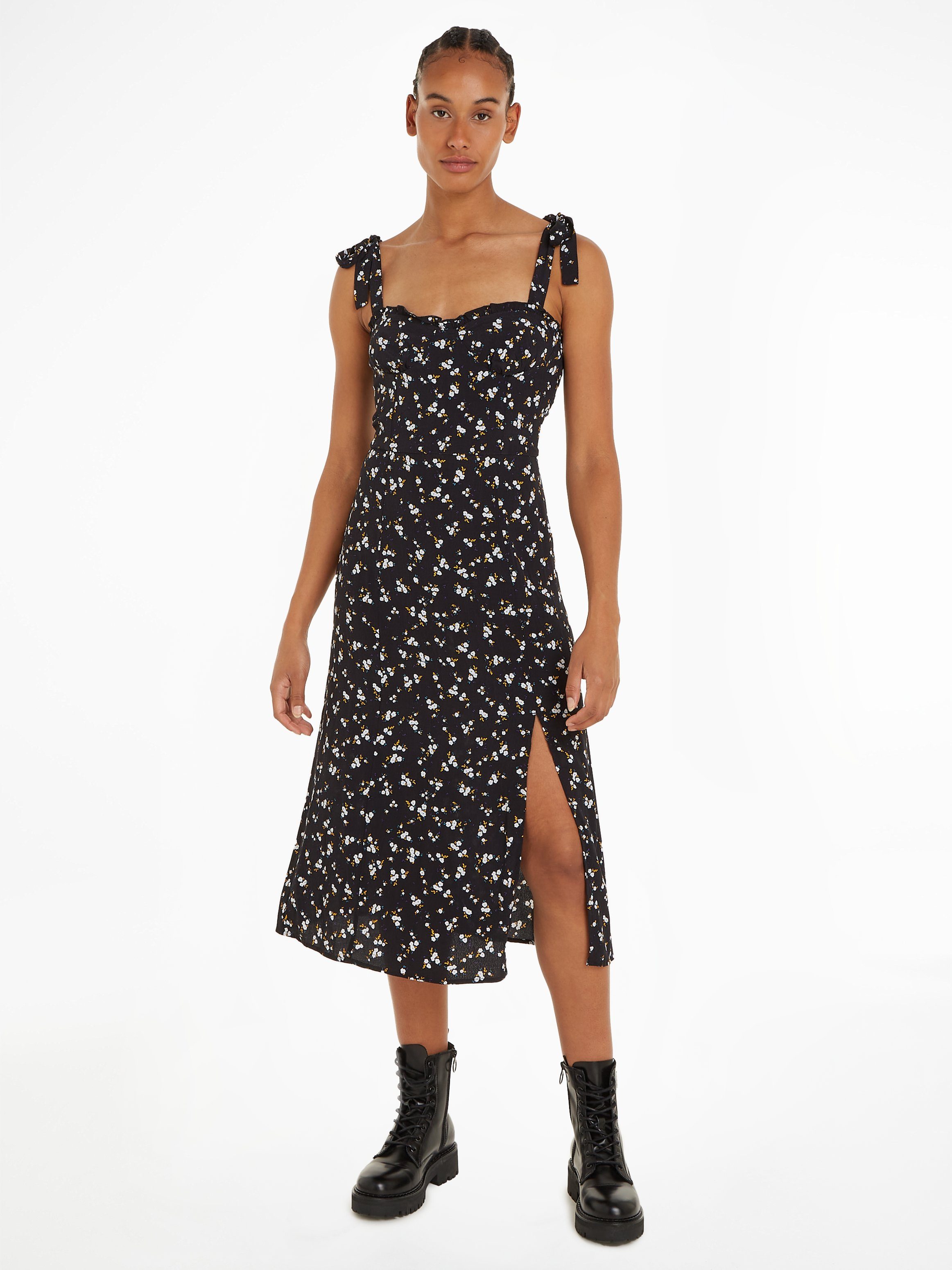 TOMMY JEANS Blousejurk TJW MIDI FLORAL RUFFLE DRESS