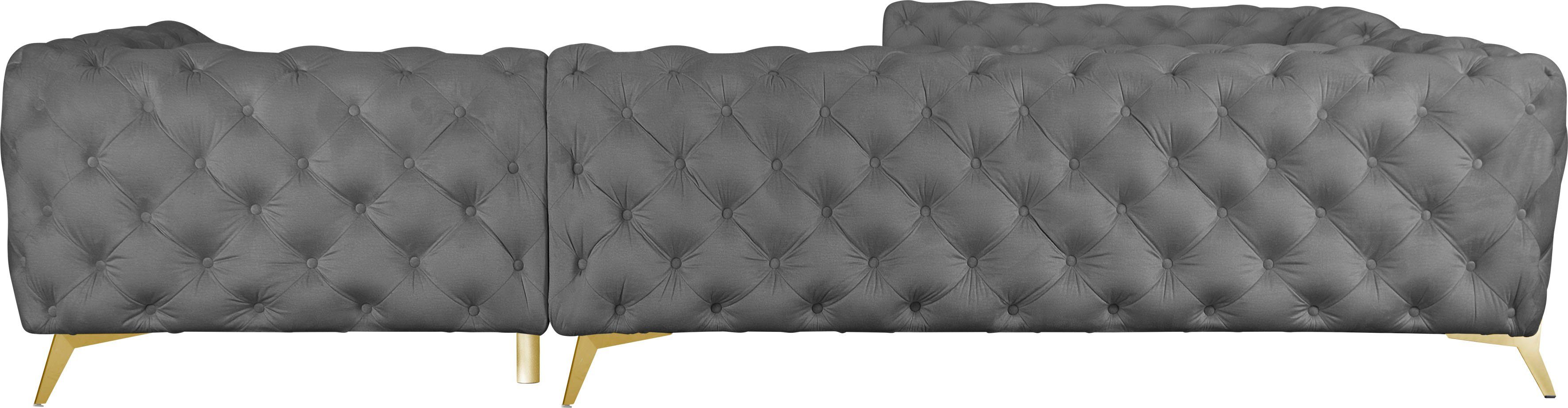 Leonique Chesterfield-bank Amaury L-vorm grote hoekbank, chesterfield-look, breedte 323 cm, kleur van de poten ter keuze