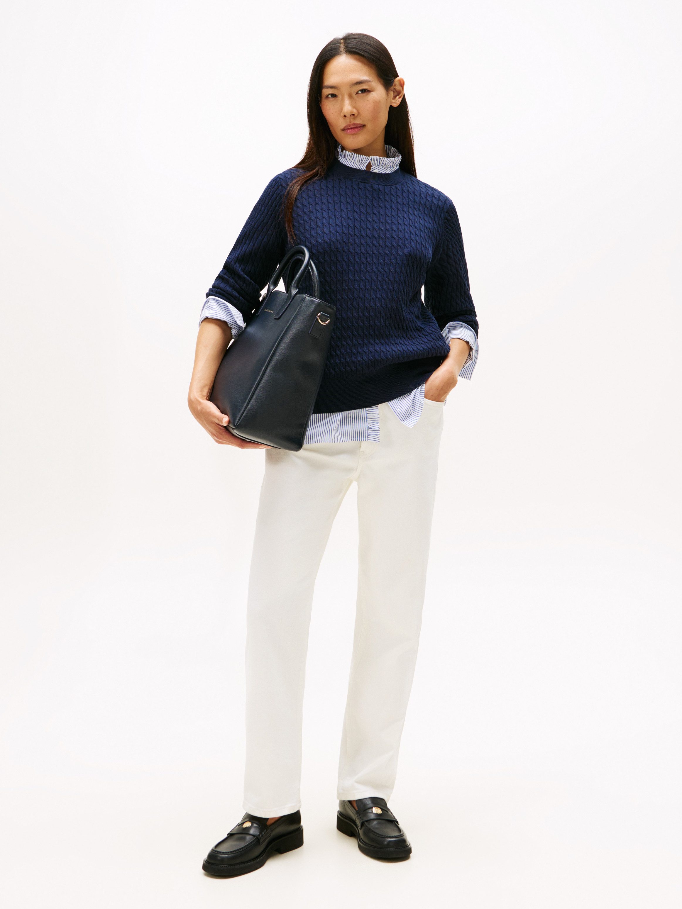 Tommy Hilfiger Trui met ronde hals CO CABLE C-NK LS SWEATER