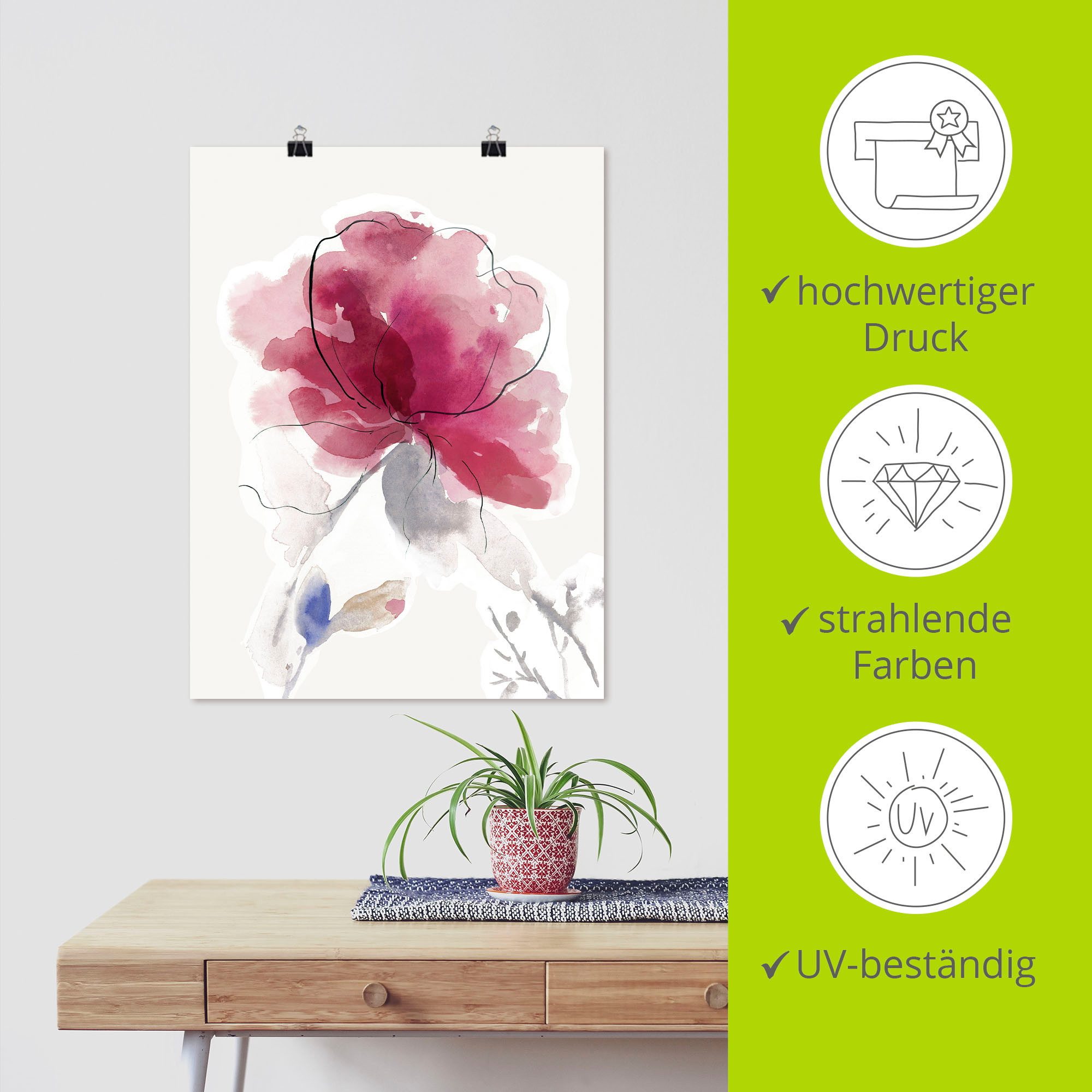 Artland Artprint Roze Bloesem II. als artprint van aluminium, artprint voor buiten, artprint op linnen, poster in verschillende maten. maten