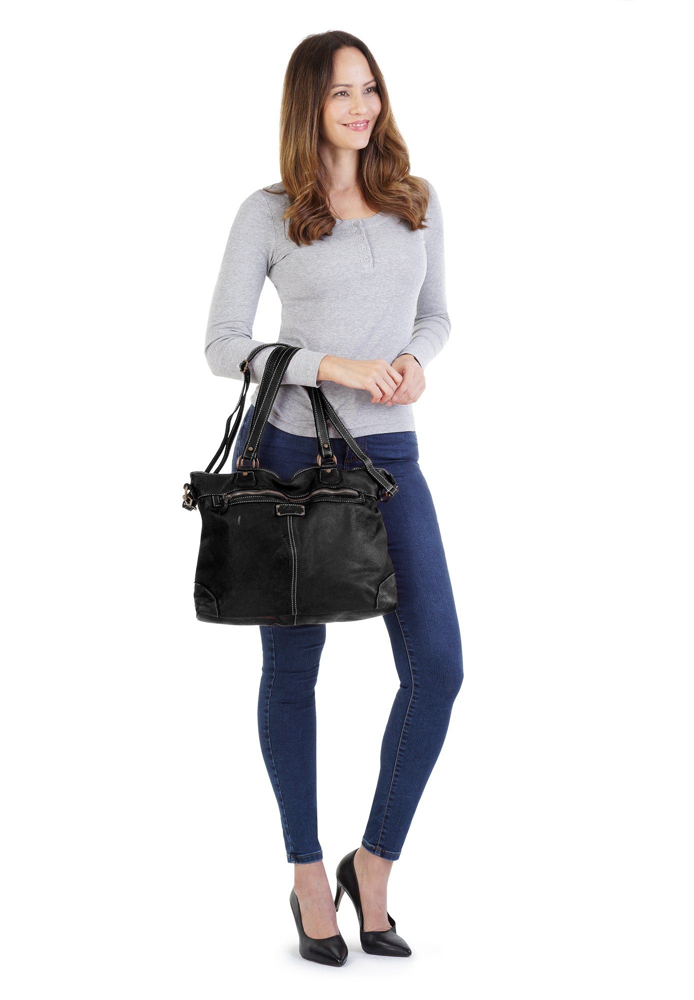 Cluty Shopper echt leer, made in italy