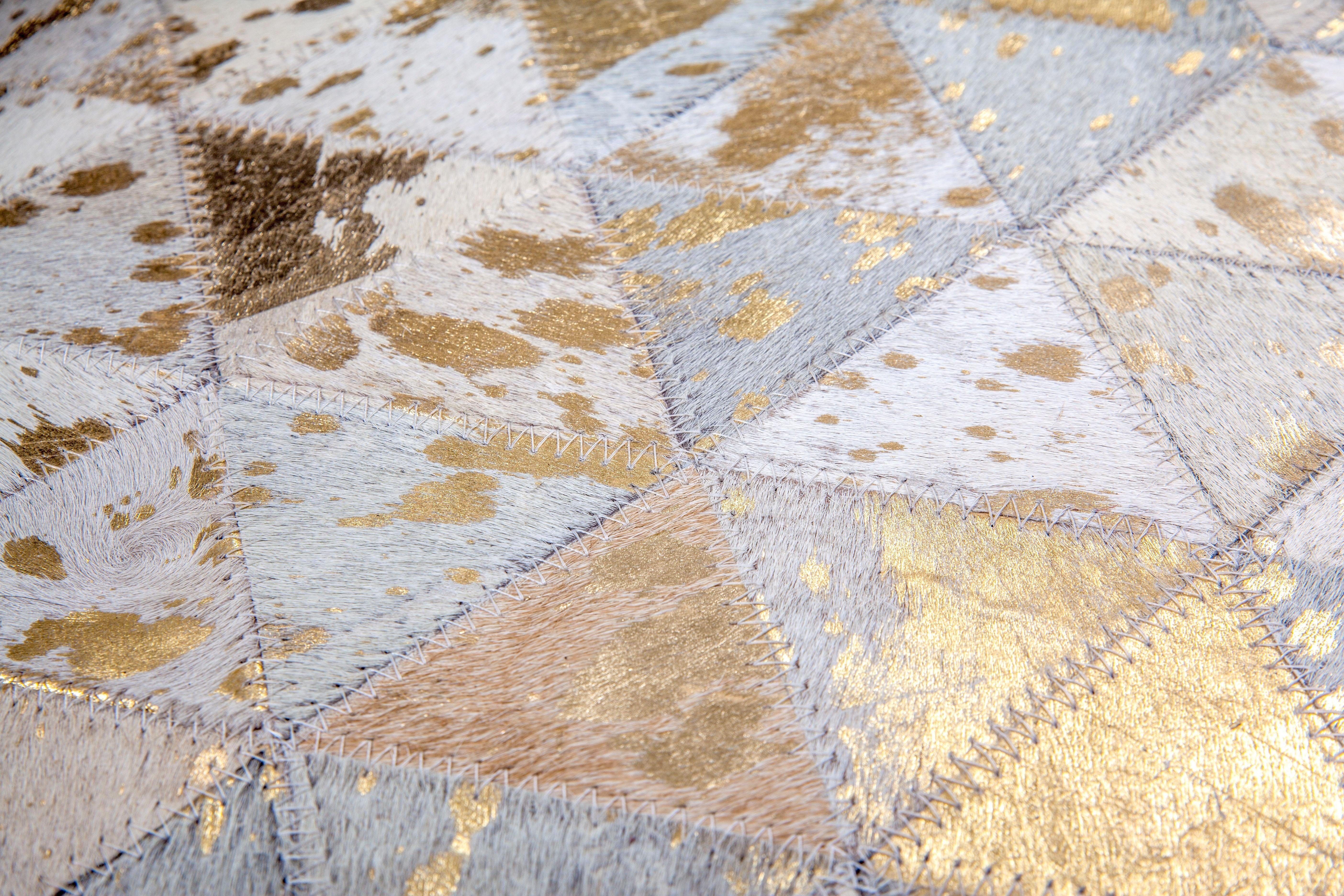 my home Leren vloerkleed Amir 100% rundleer, patchwork dessin, woonkamer