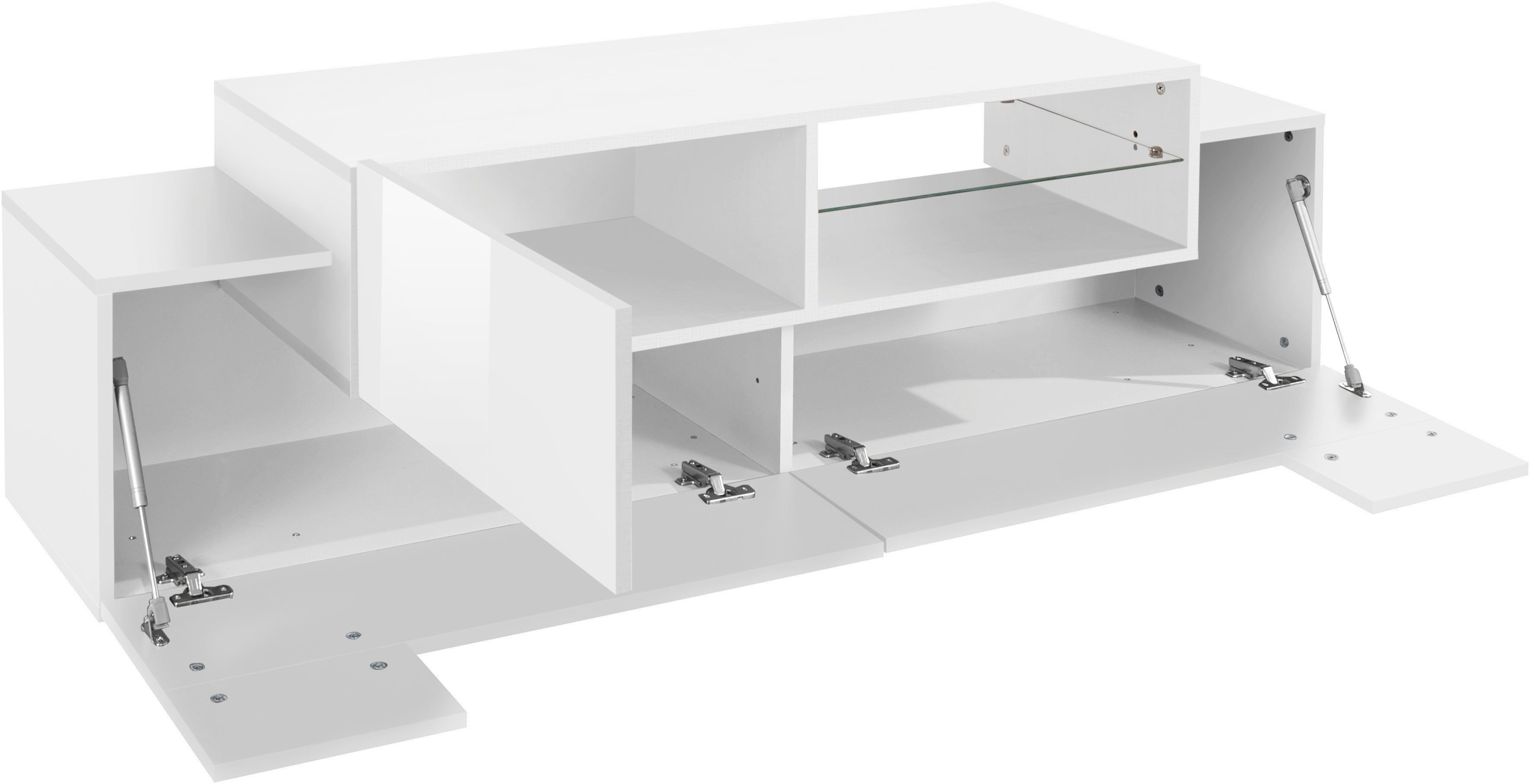 INOSIGN Tv-meubel Coro, lowboard, TV-commode, TV-meubelen, TV-bank met 2 kleppen, 1 deur, 1 glazen plank, breedte 160