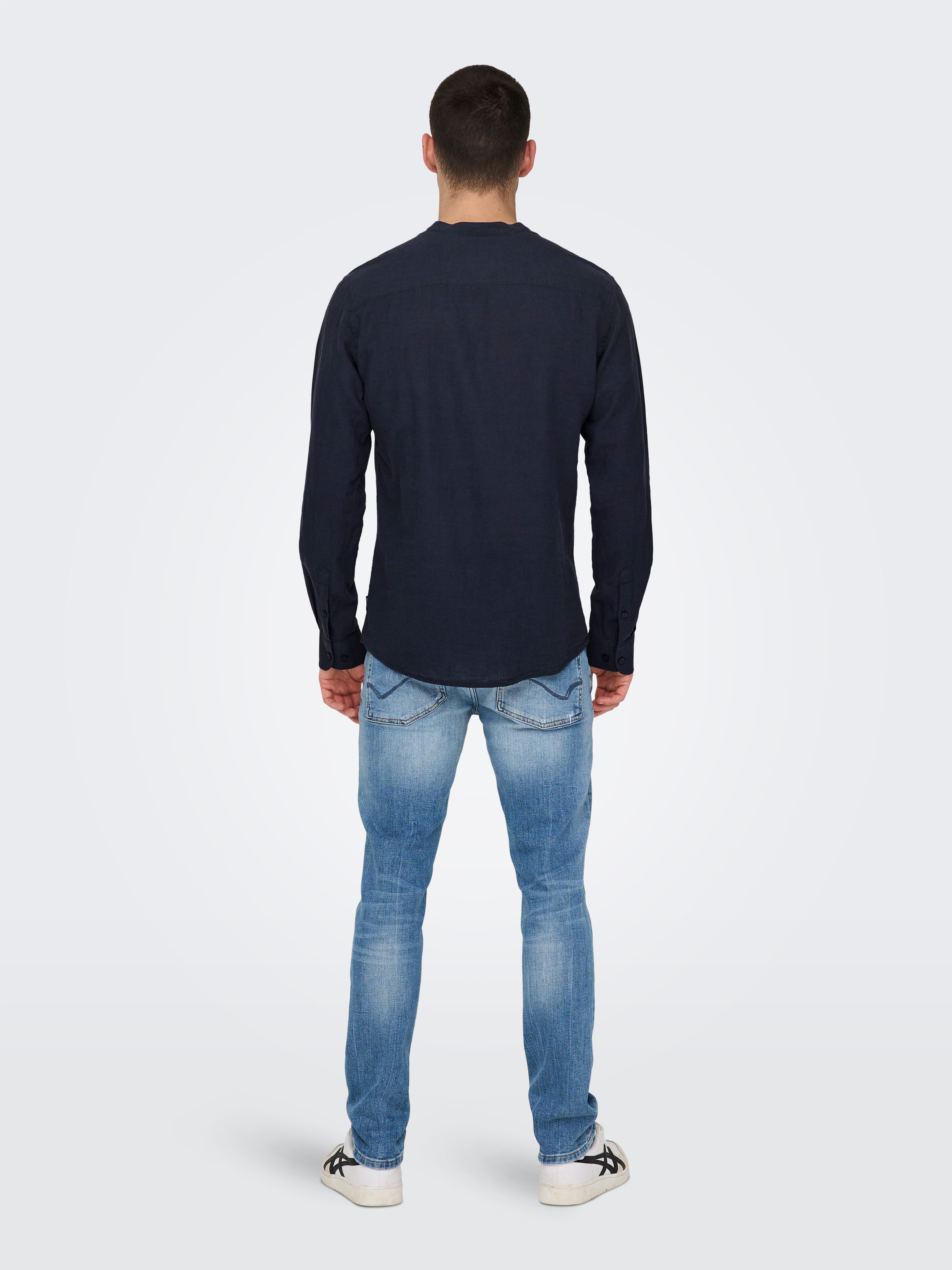 ONLY & SONS Overhemd met lange mouwen ONSCAIDEN LS SOLID LINEN MAO SHIRT NOOS