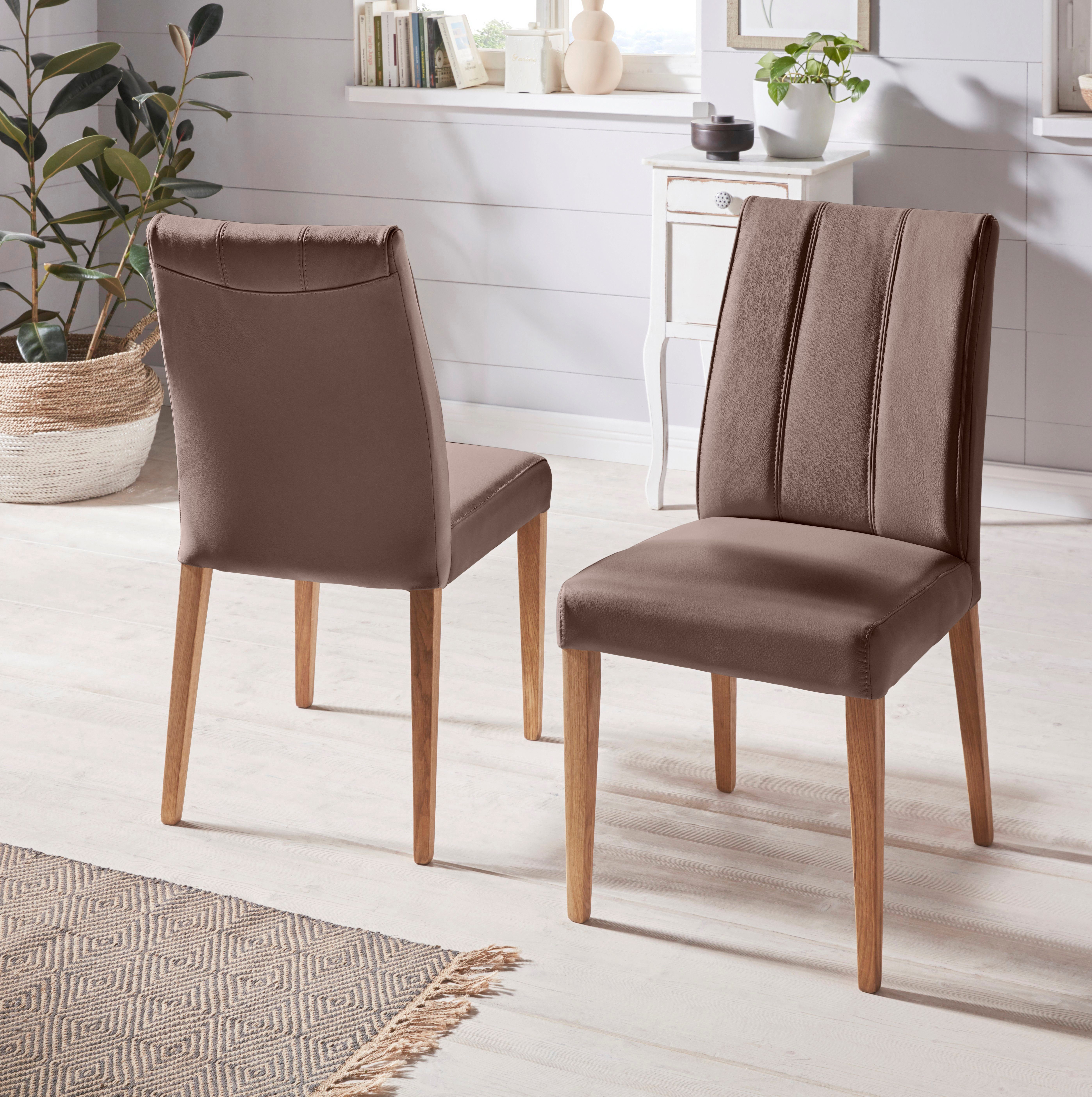 INOSIGN Eetkamerstoel Rugleuning met stiksels (2 stuks) 4 poot stoelen bruin