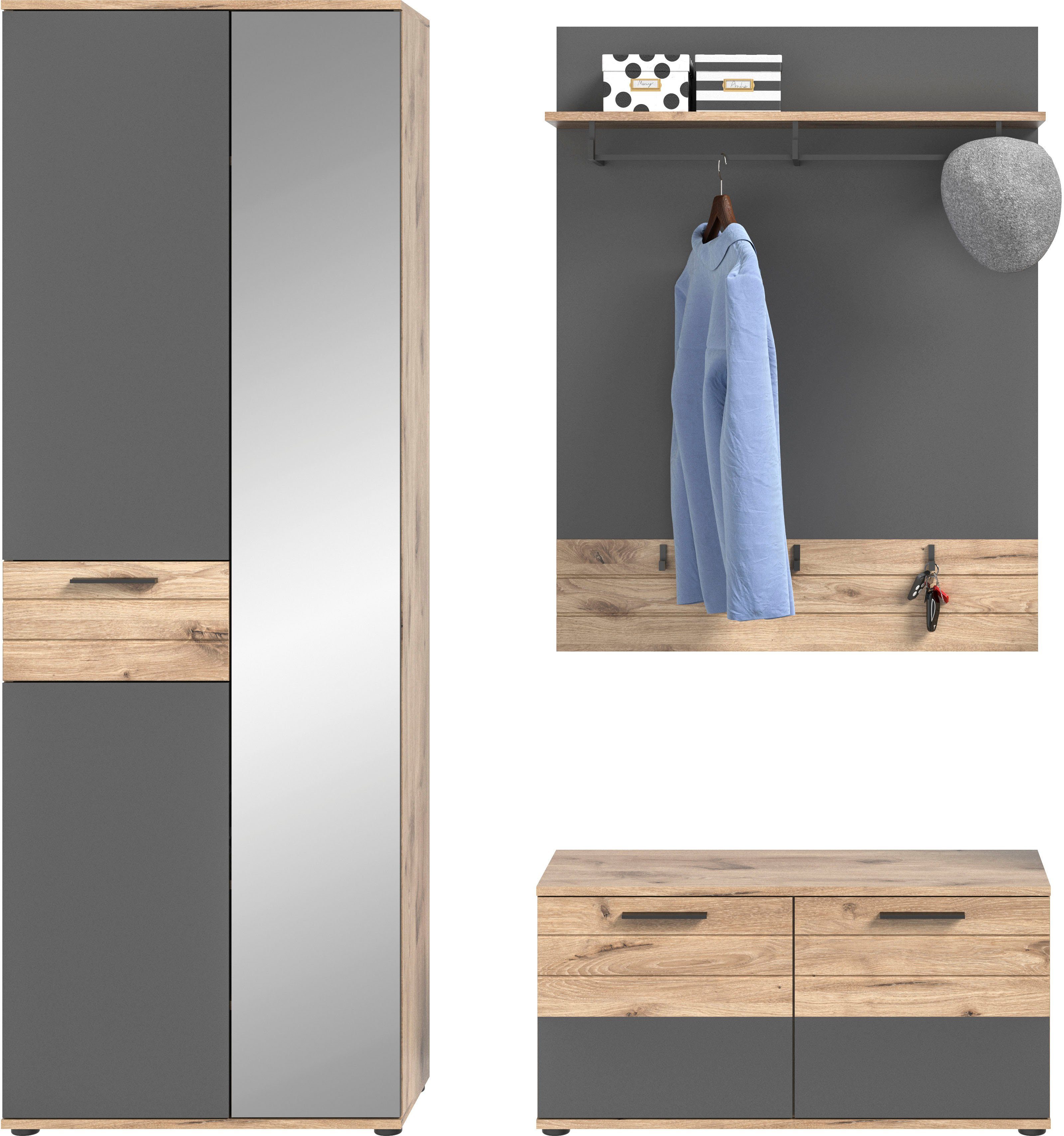 INOSIGN Halmeubelset Riga, Breedte 175 cm, hoogwaardige groeffrezing, 3-delig, bestaande uit: (set, 3-delig)