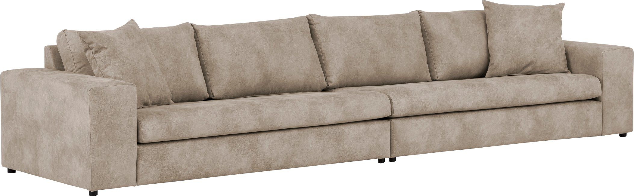andas 4-zitsbank SLEETLAND XXL in fluweel of vintage lederlook