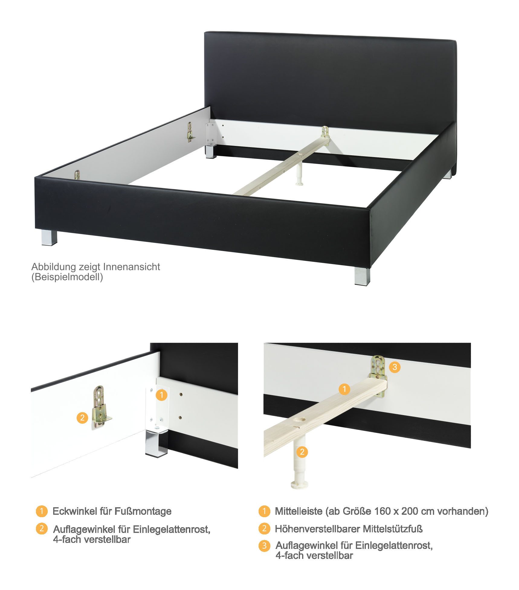 Maintal Gestoffeerd bed Gustine Zijkanten van het bed zelf te monteren, zonder bedkist