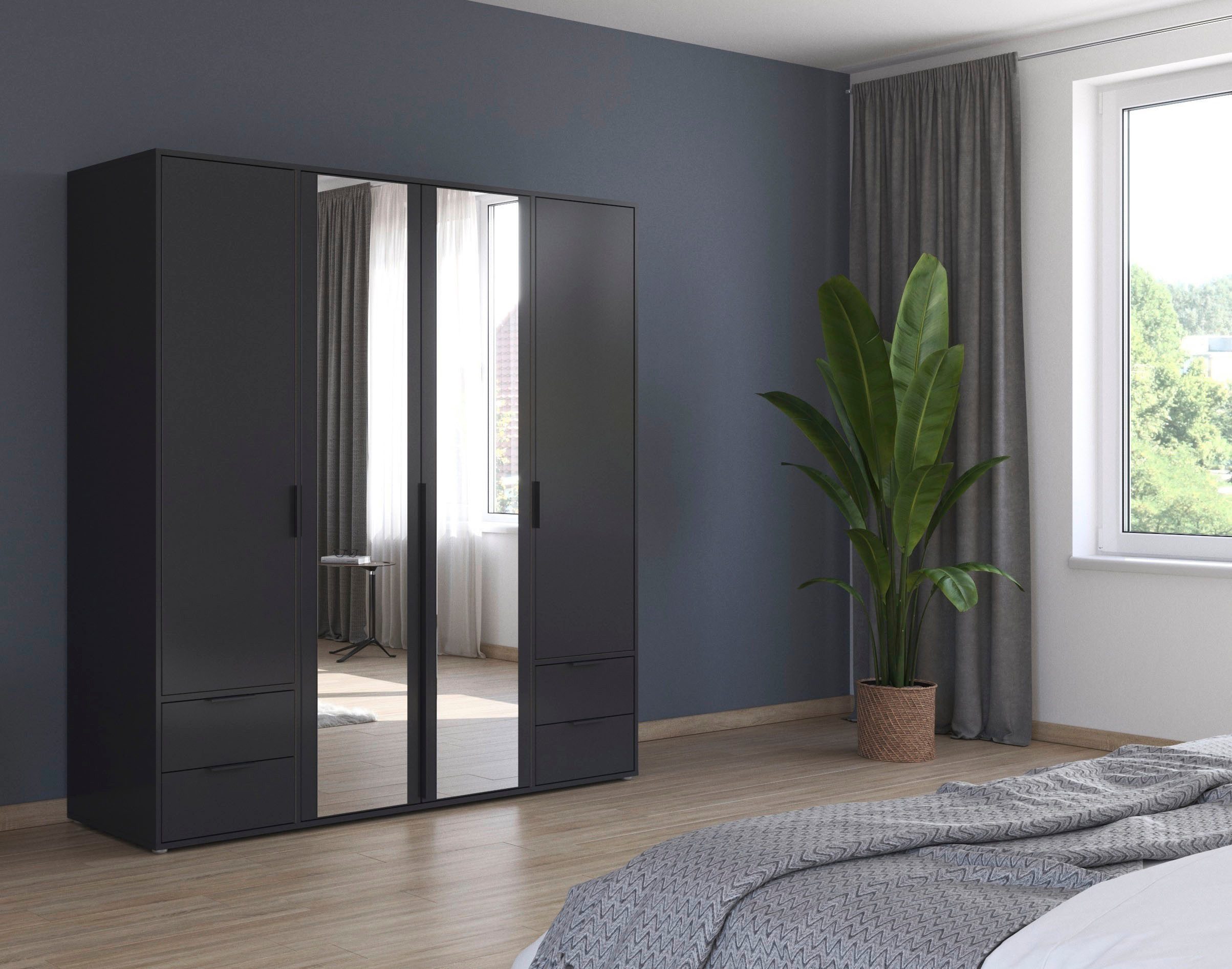 rauch Draaideurkast Kledingkast Kast Garderobe Wasmand NAGATA met Spiegel und schubladen sowie stangengriffen topseller made in germany