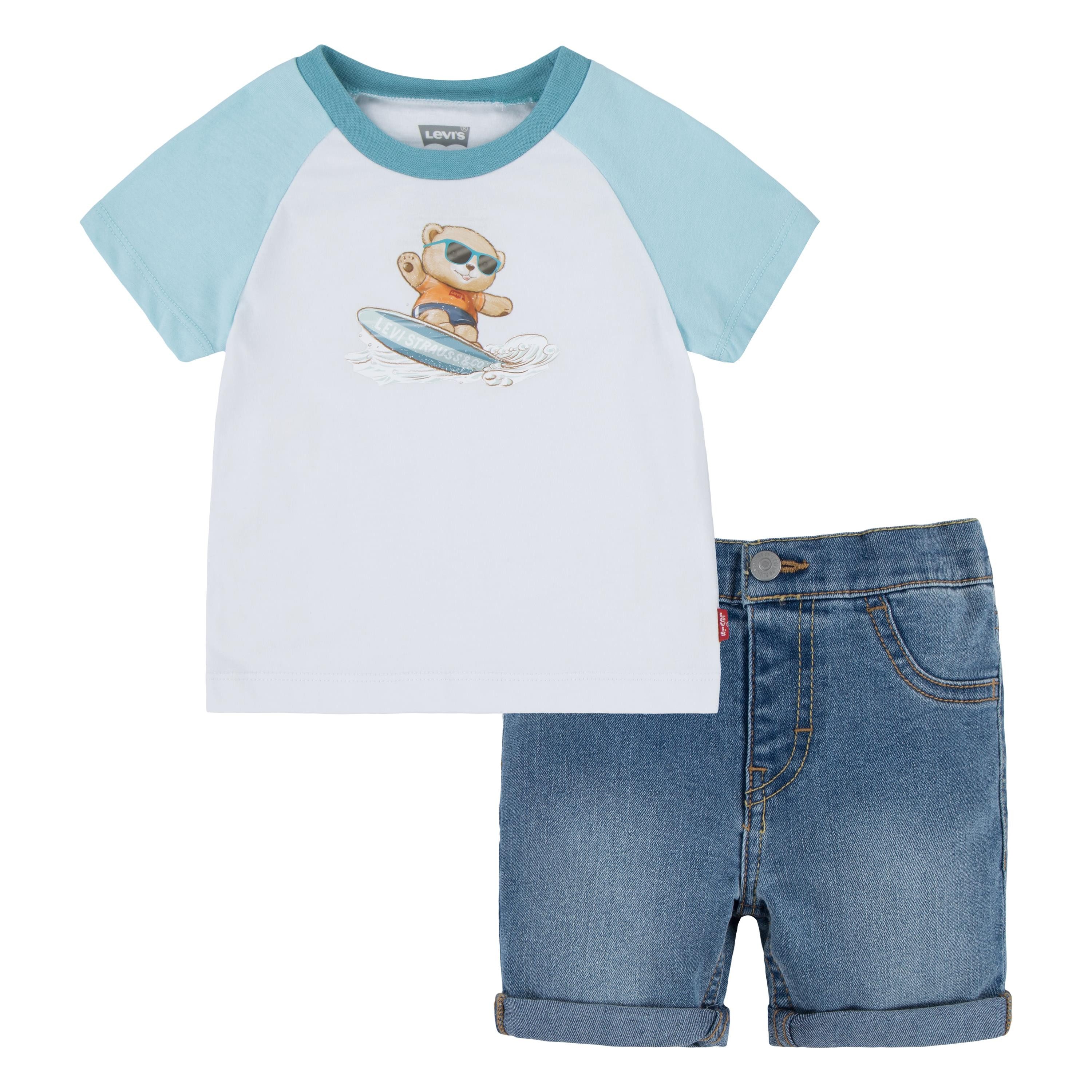 Levi's Kidswear Shirt met print en jeansshorts, voor jongens (set, 2-delig)
