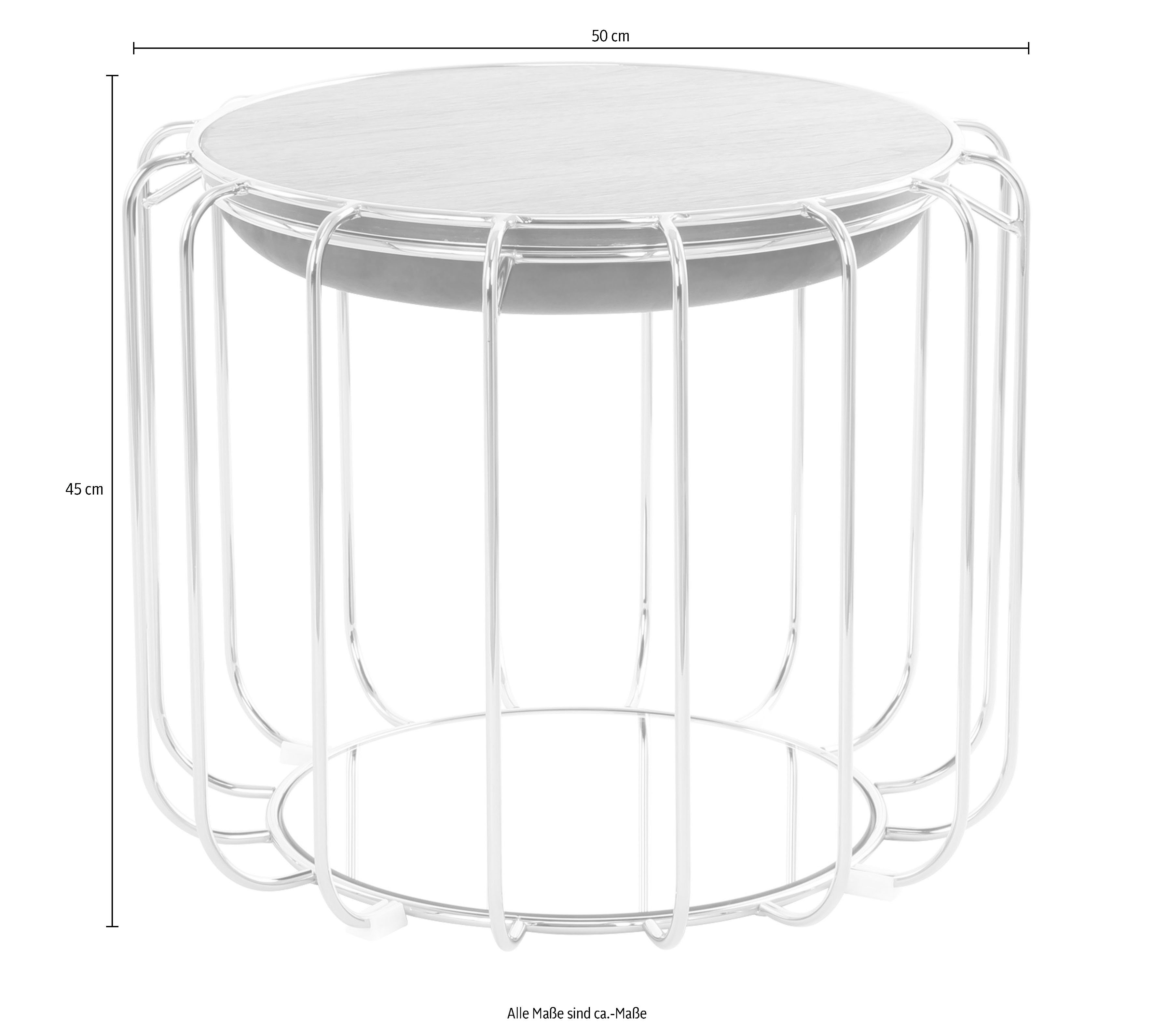 Kayoom Bijzettafel Pouf Comfortable 110, afneembare en omkeerbare bovenkant praktisch om te bouwen tot tafel of voetenbank/poef, met spiegelglas (1 stuk)