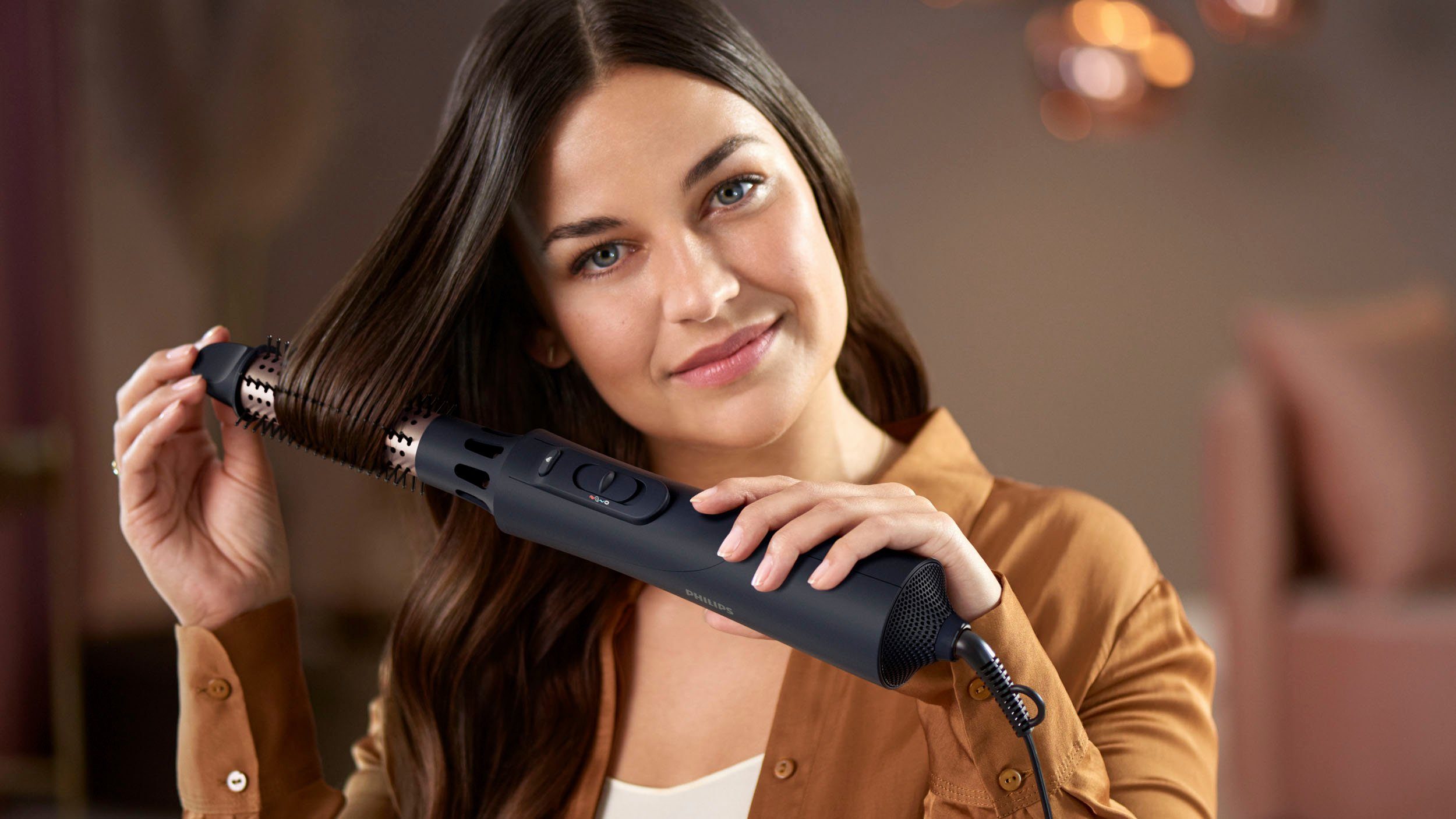 Philips Stylingborstel met warme lucht AirStyler Series 5000 BHA530/00 met ionen technologie, arganolie keramische coating en 5 opzetstukken