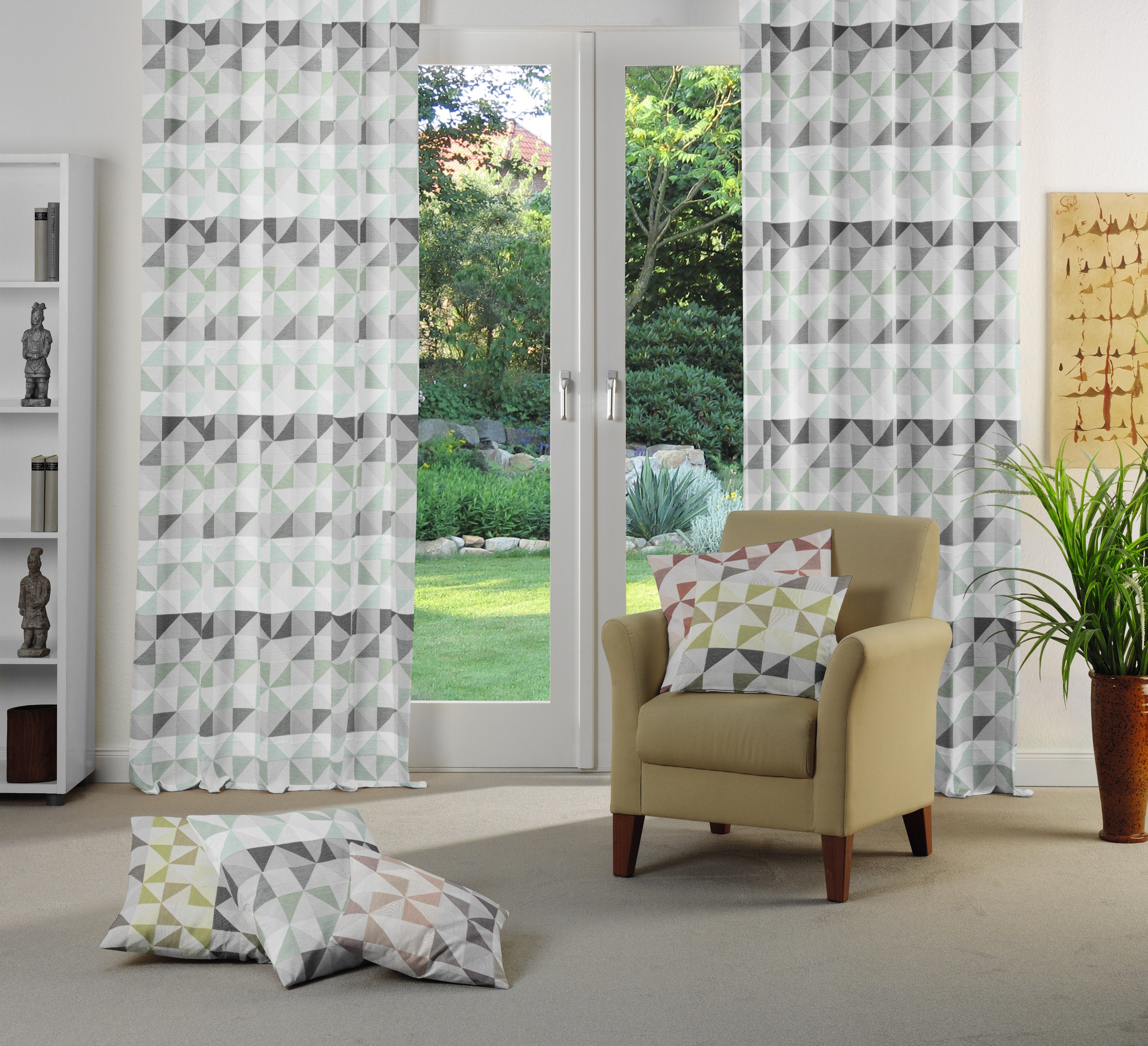 Wirth Gordijn BERLARE (1 stuk) kant & klaar gordijnen maat 132 cm x 375 cm groen