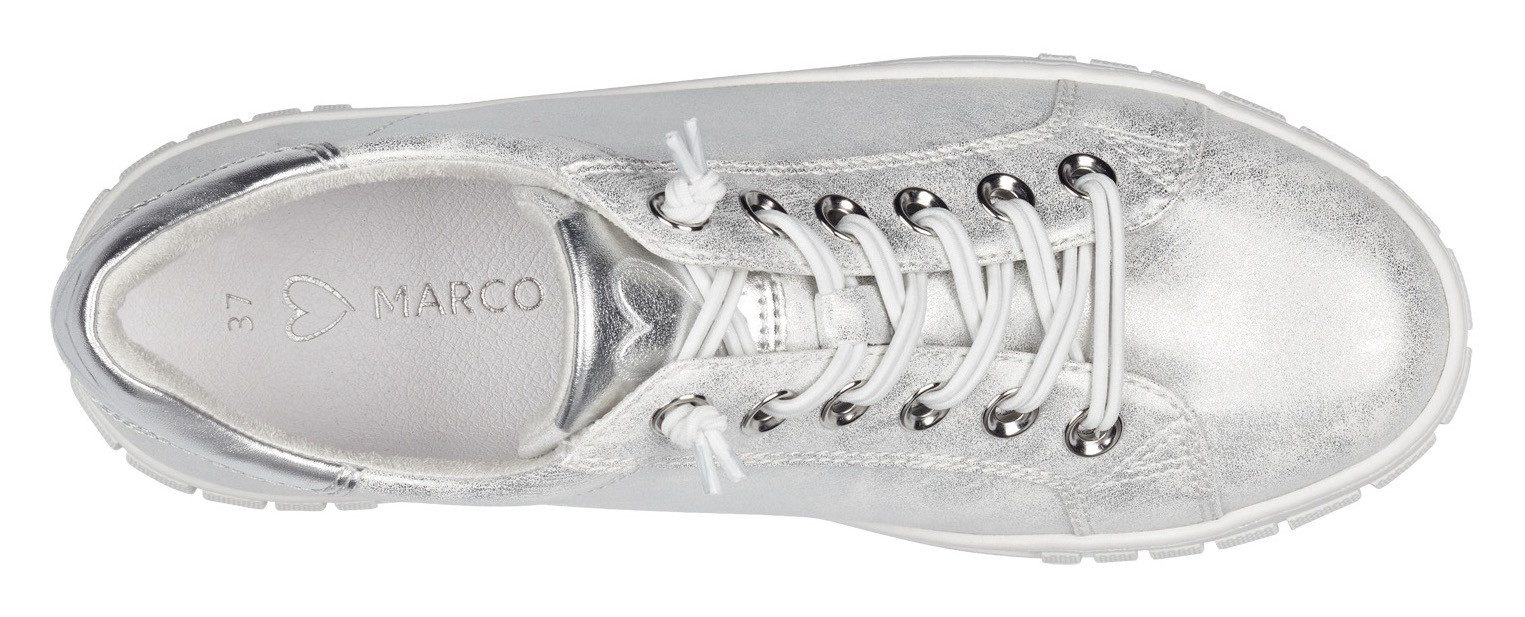 Marco Tozzi Slip-on sneakers Vrijetijdsschoen, lage schoen, instapschoen, in metallic look