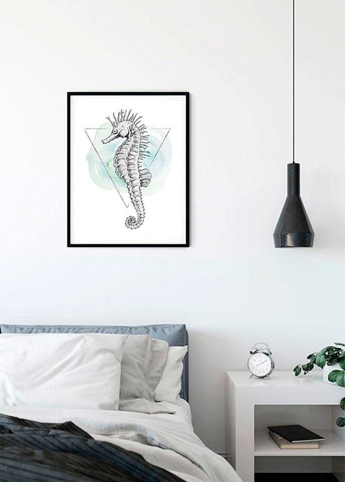 Komar Wanddecoratie Sea Horse Watercolor Wanddecoratie - zonder lijst (1 stuk)