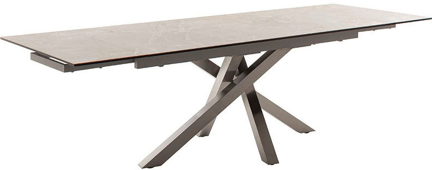 MCA furniture Eettafel ALMIROS uitschuifbare tafel 180-260 cm gemarmerd Keramiek, roestvrij staal, marmer-look, uittrekbaar, belastbaar tot 100 kg, 8-10 personen