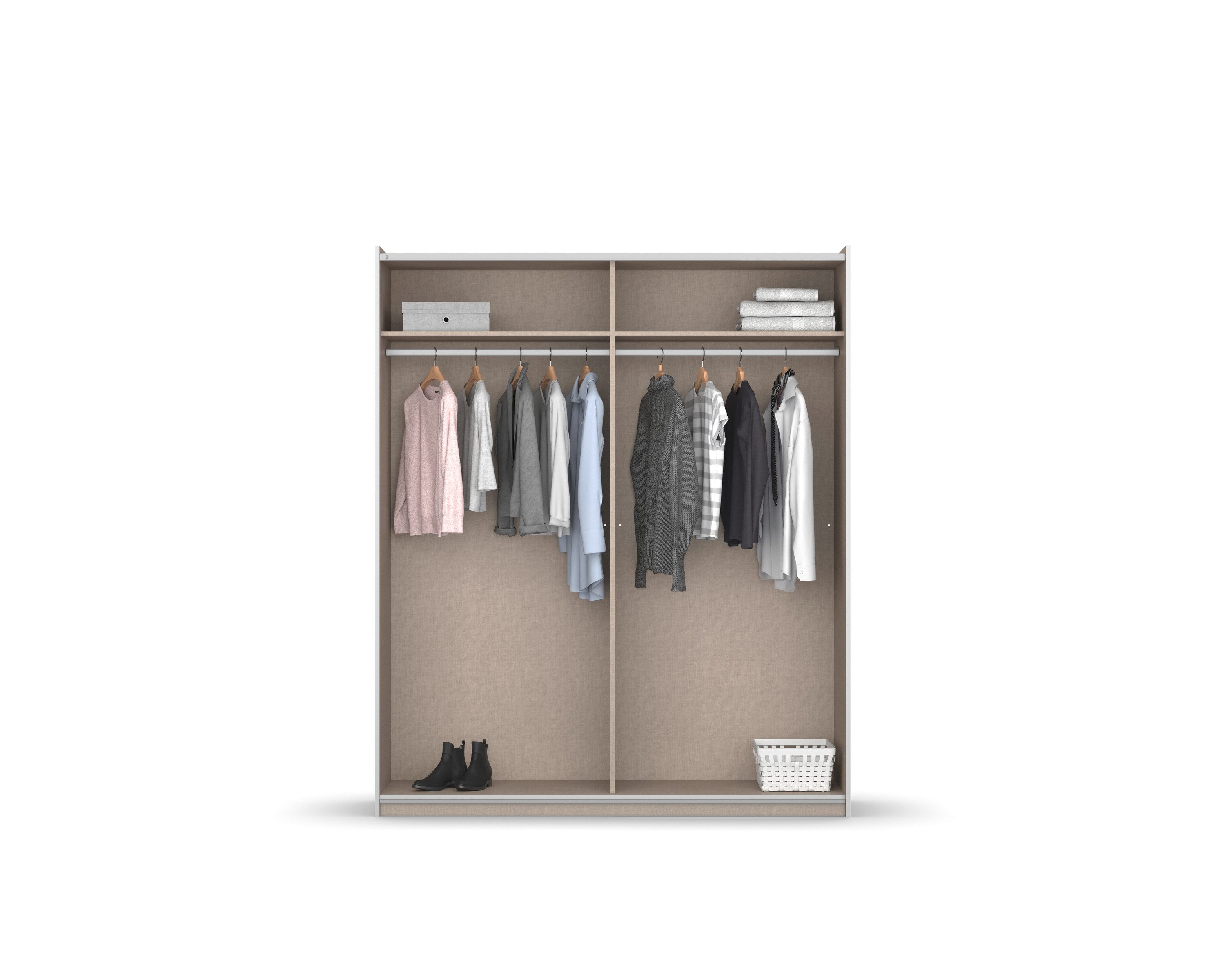 rauch Schuifdeurkast Kledingkast Kast Garderobe Slaapkamerkast OXFORD met handgrepen van metaal, ook voor kleinere ruimtes made in germany