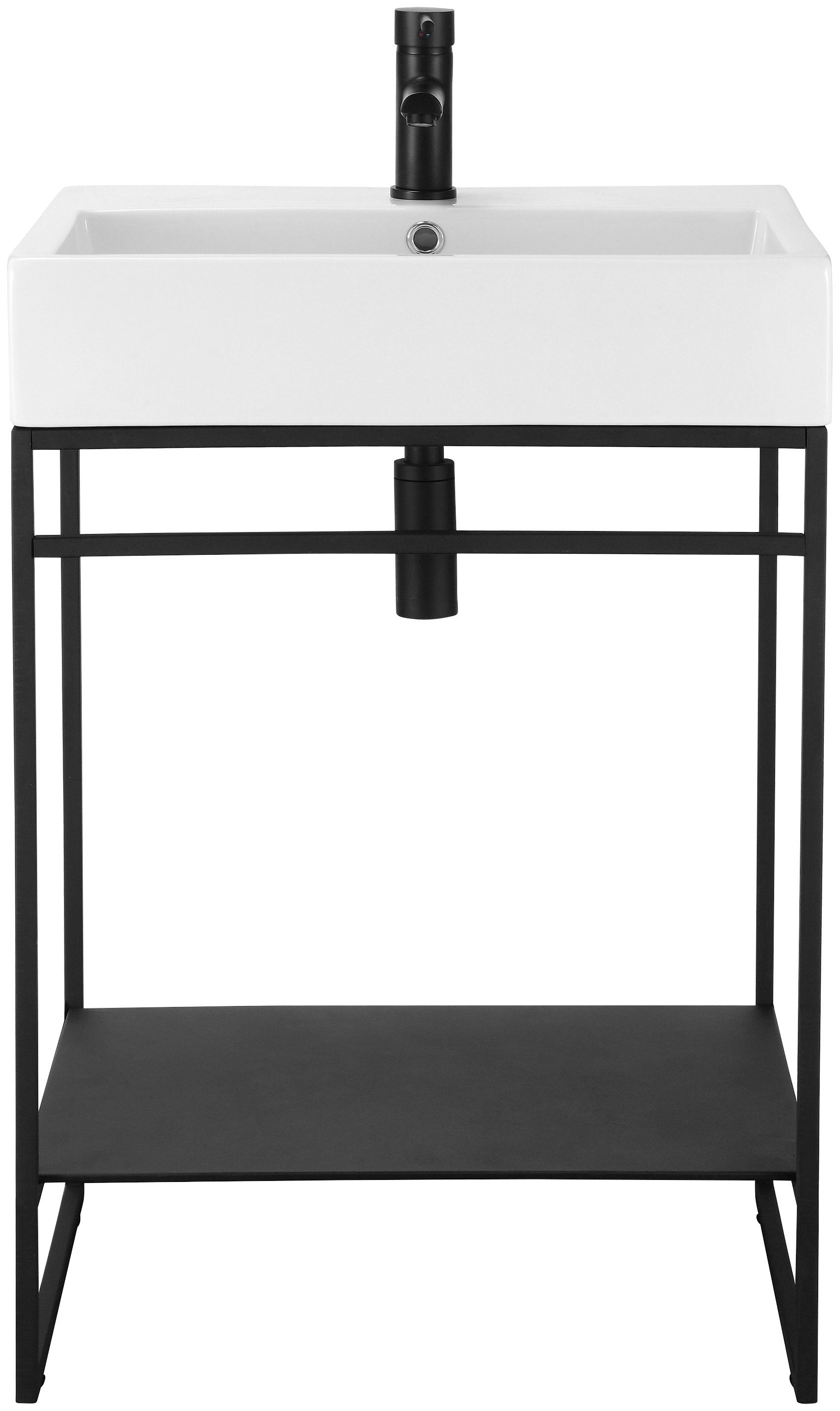 voor de hand liggend Verslaafd Gedragen welltime Wastafelonderkast Loft Badkamermeubel, zwart, met keramieken  wasbak, breedte 60 cm online shoppen | OTTO