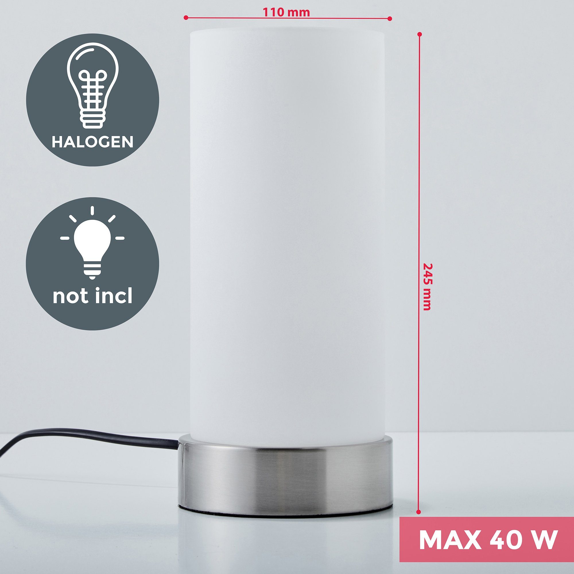 B.K.Licht Tafellamp ISA LED tafellamp, aanraaksensor, dimbaar, touch dimmer nachttafellamp