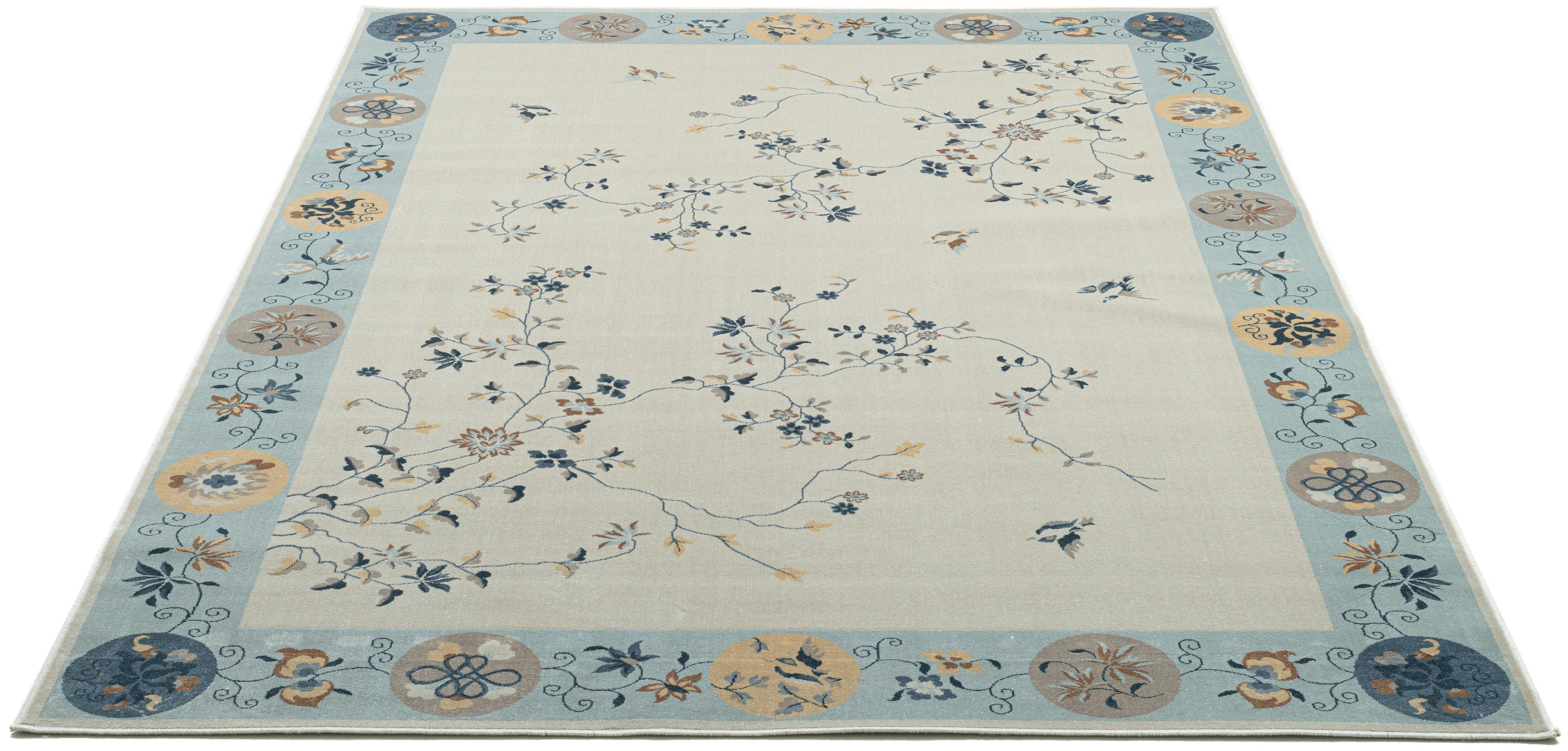 Gino Falcone Vloerkleed Cherina GF-130 zacht bloemen ontwerp, met bies, lichte glans, 100% viscose