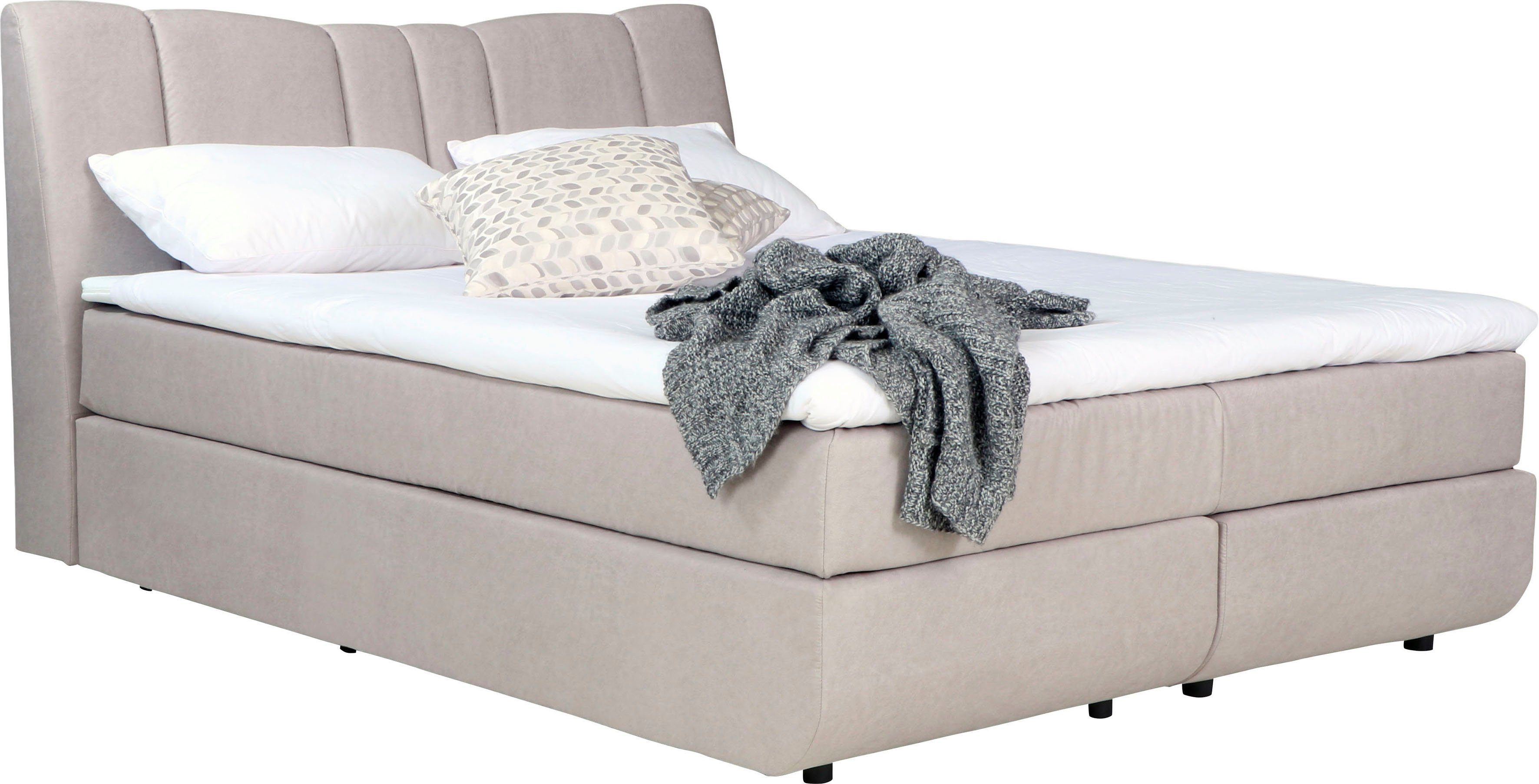 INOSIGN Boxspring Hailey nieuw hoofdbord: luxueus zacht verdikt! boxsprings zilver