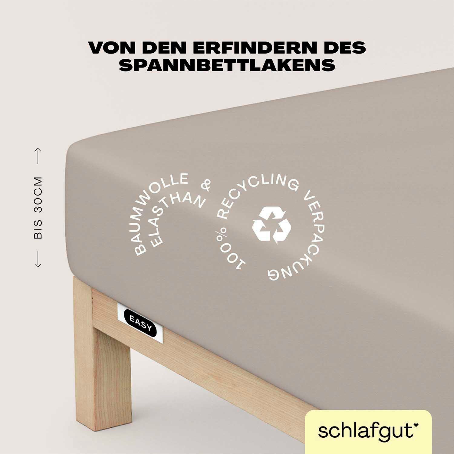 Schlafgut Hoeslaken EASY jersey elastaan MADE IN GREEN by OEKO-TEX (1 stuk) hoeslakens maat 140-160 cm x 200-220 cm beige