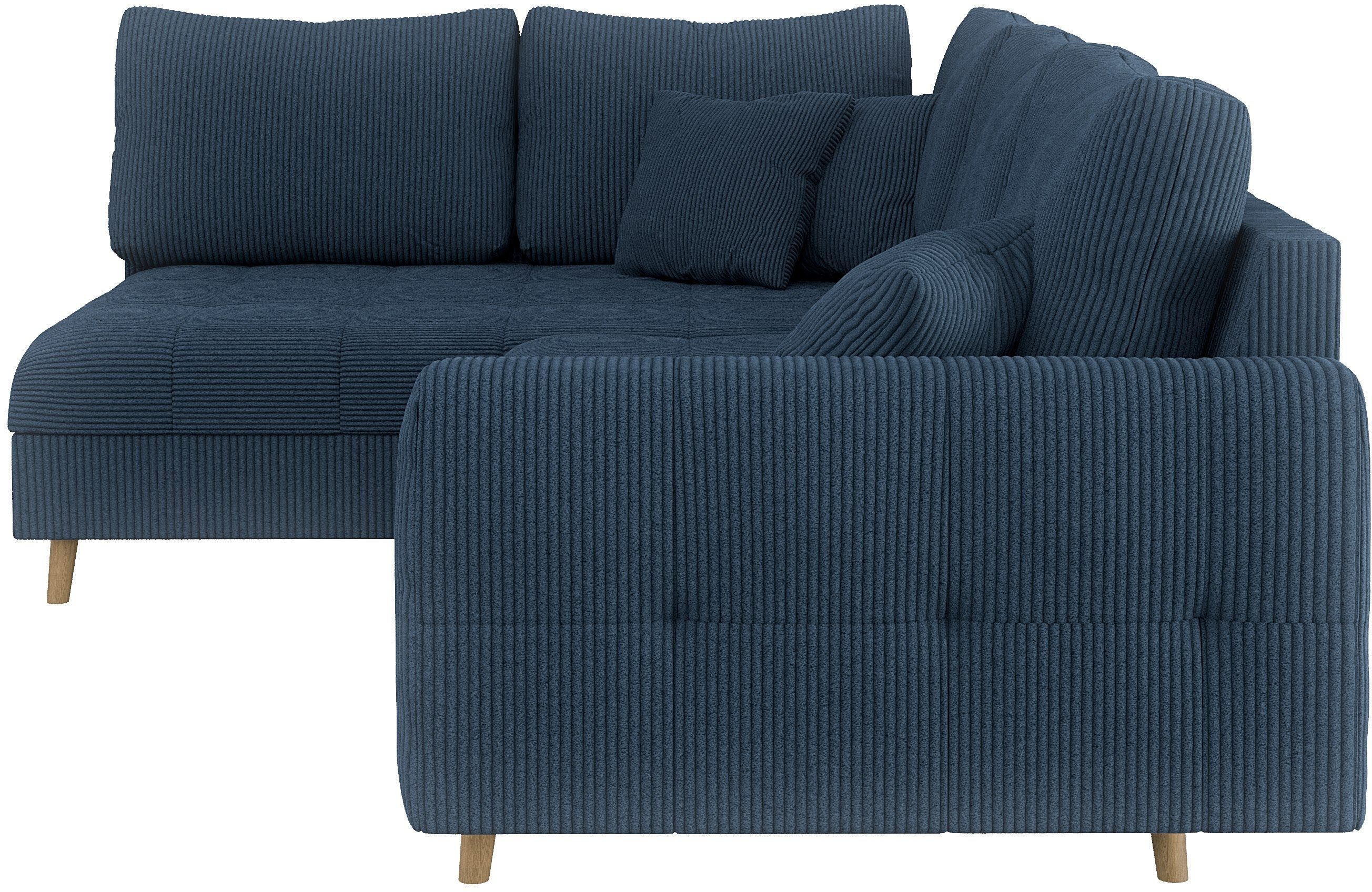 Home affaire Hoekbank CHARRE L-vorm met ottomane, afmetingen B/D/H: 231/161/81 cm fijne stiksels, losse rug- en sierkussens, ook in cord en bouclé