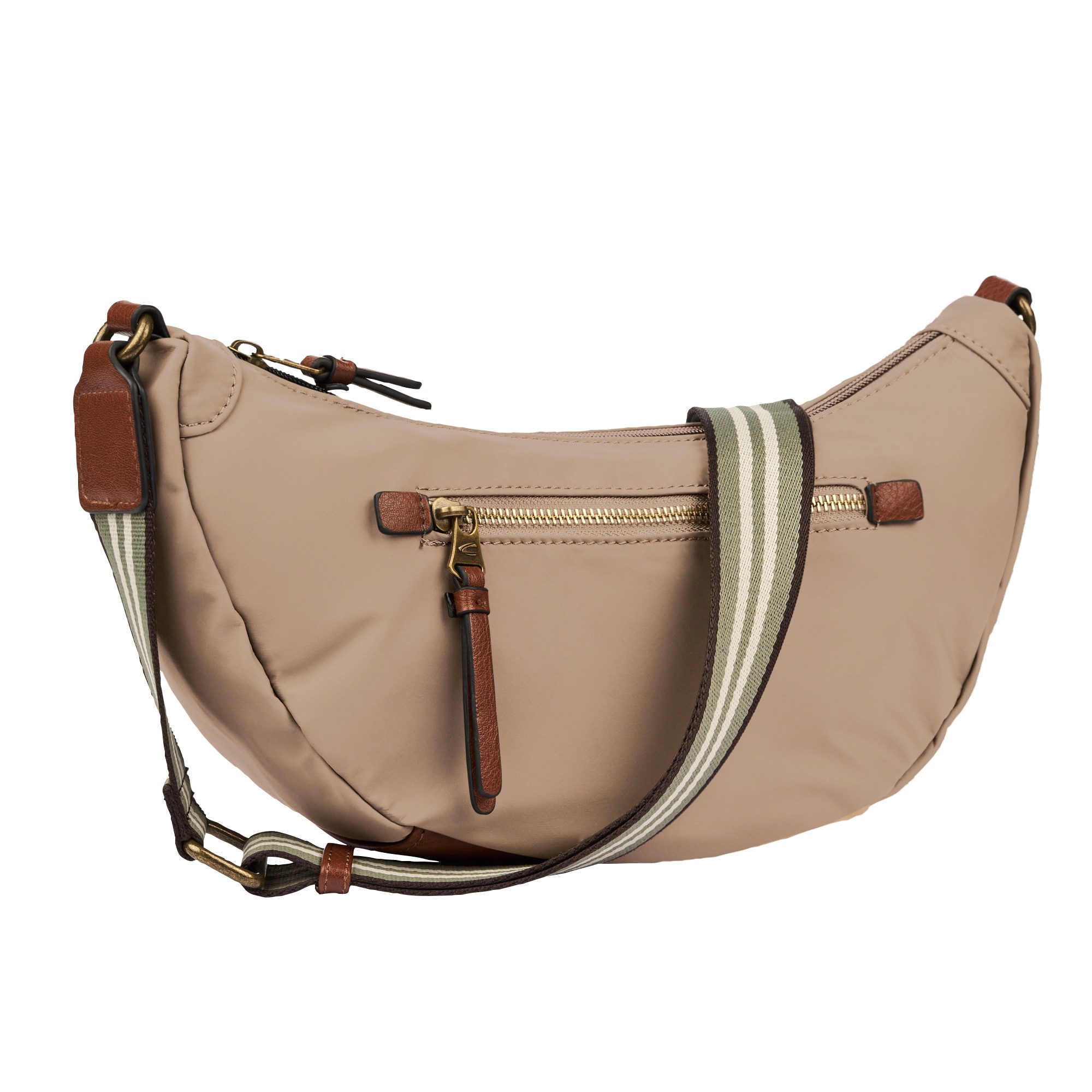 camel active Handtas Bari van hoogwaardig mat nylon met gestreept geweven band dames handtassen maat 15 cm