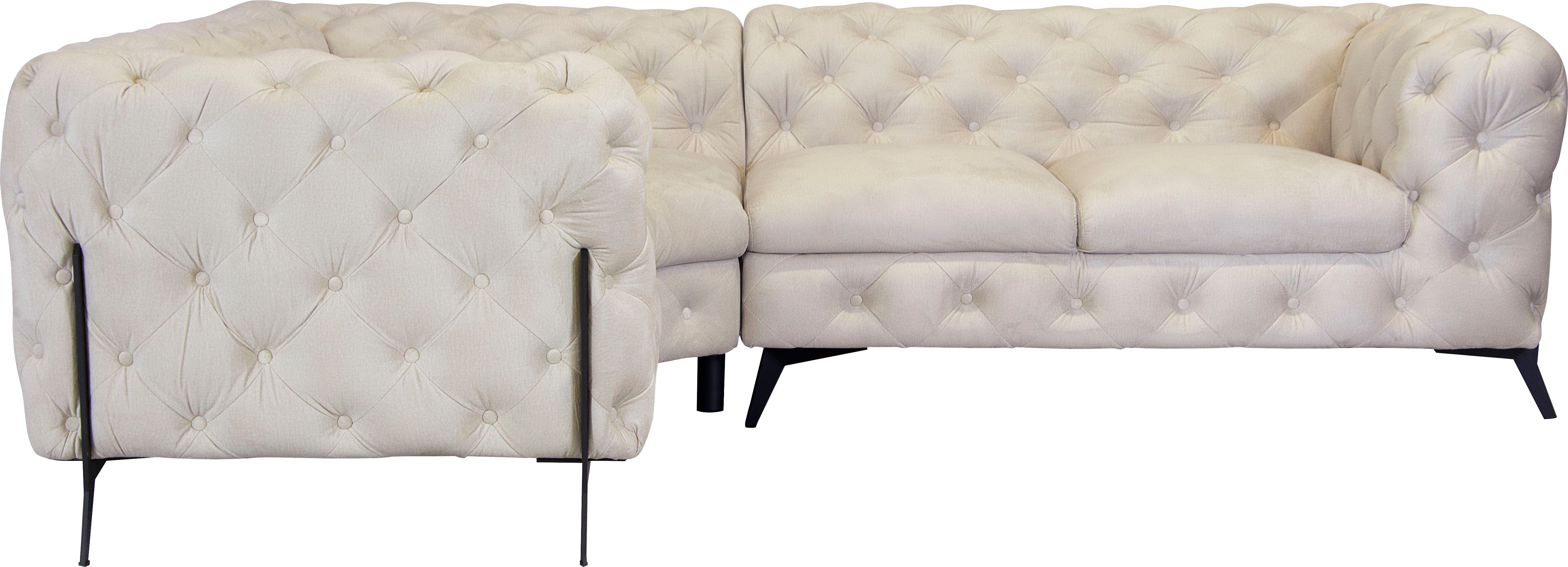 Leonique Chesterfield-bank Amaury L-vorm Chesterfield-look, bxd elk 262 cm, kleur van de poten ter keuze