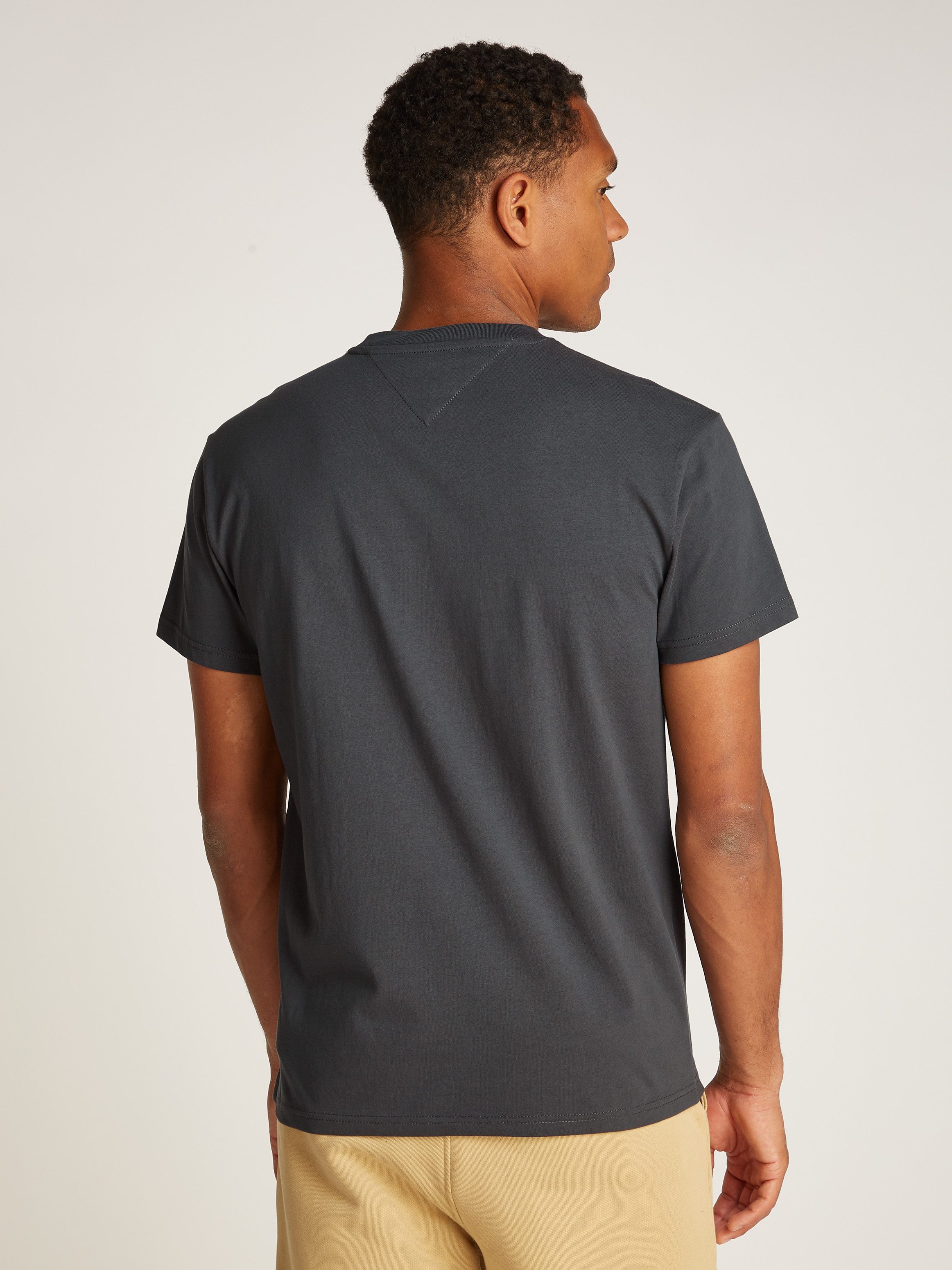 Tommy Jeans Plus Shirt met ronde hals TJM REG LINEAR LOGO TEE EXT in grote maten, logoprint en borduring