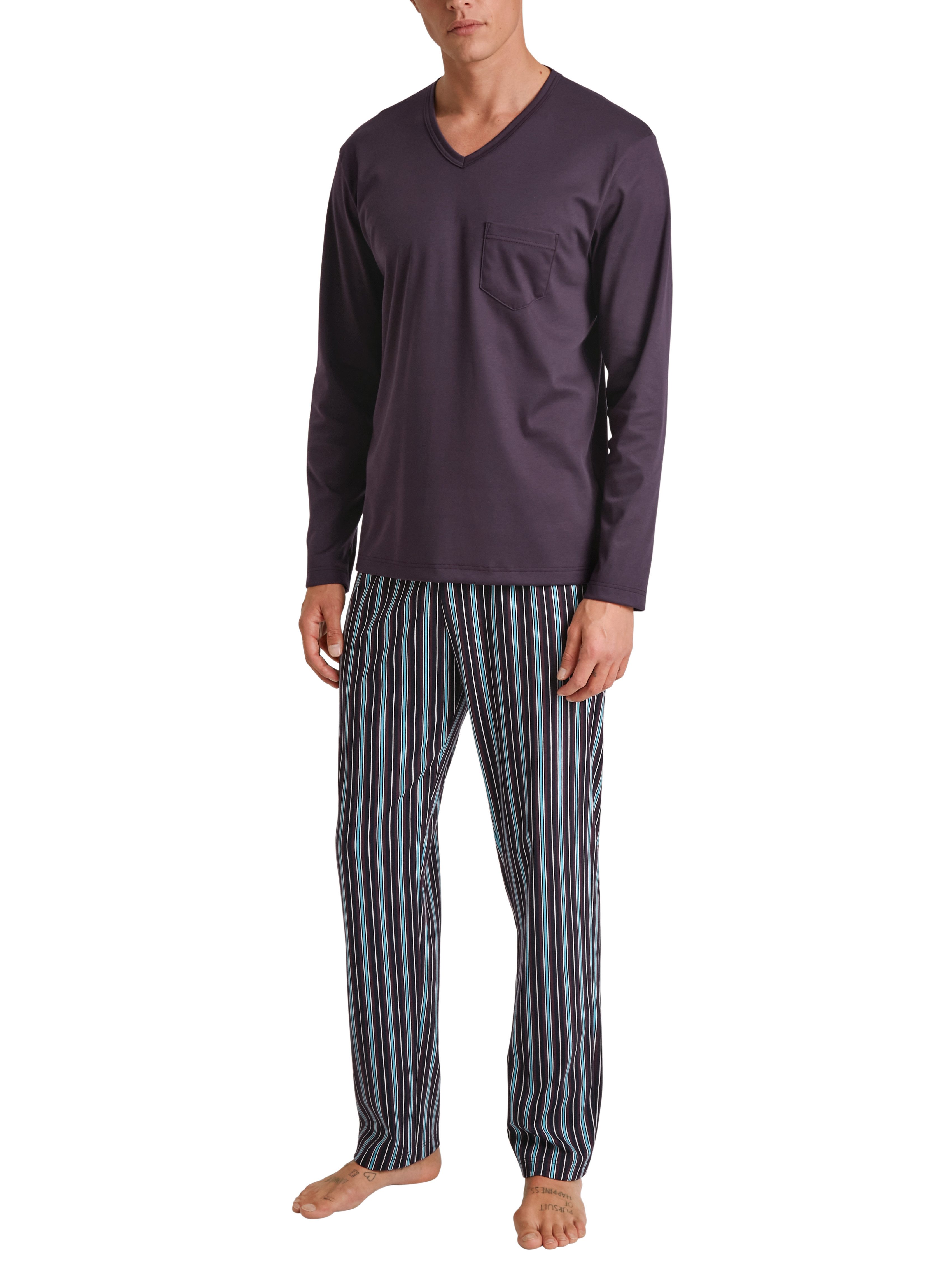 CALIDA Pyjama Relax Streamline 6 met praktische v-hals (2-delig)