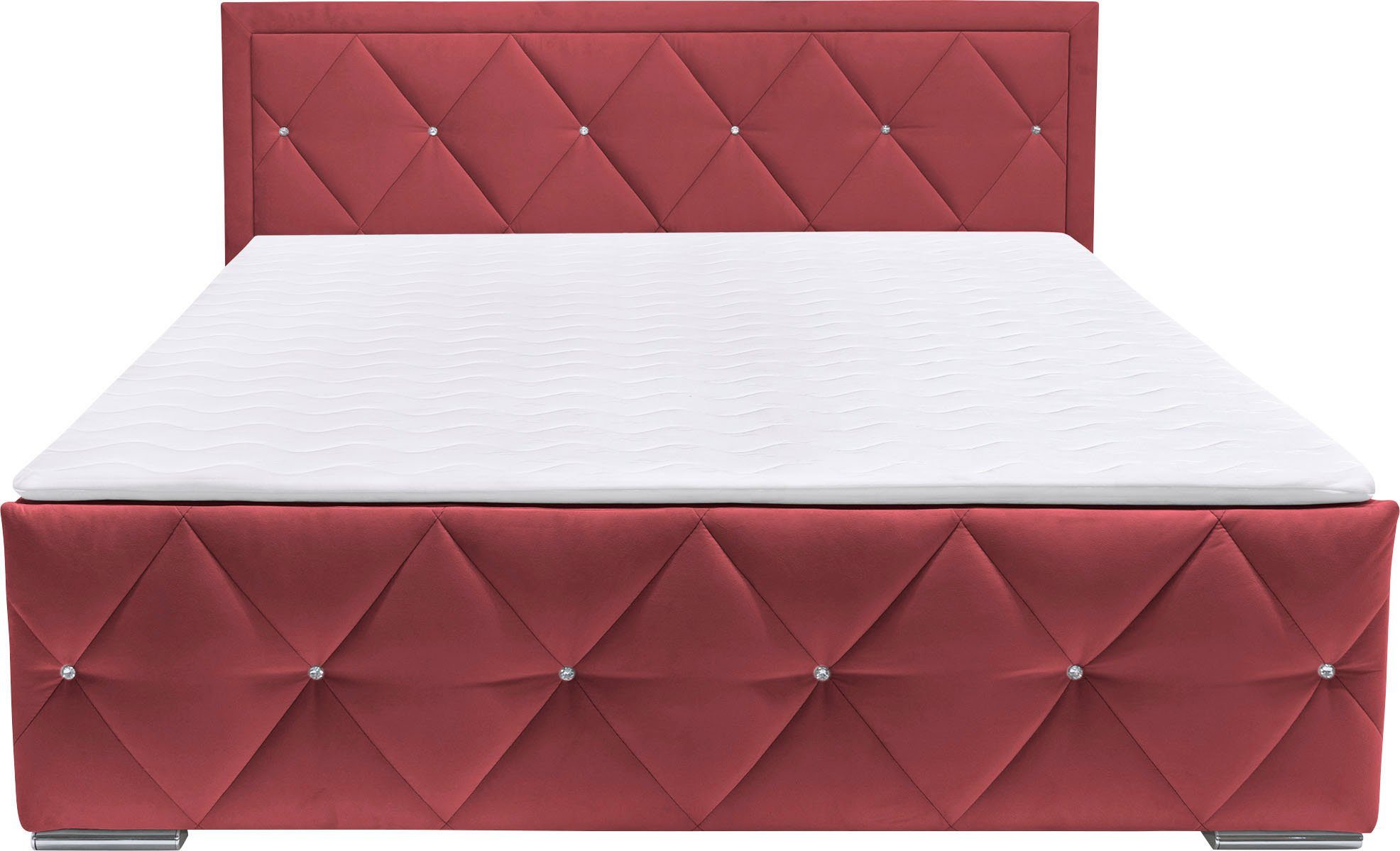 Leonique Boxspring Alfie, bestseller! Inclusief bedlade & topper Optioneel met knoopstiksels of strassstenen, H2, H3 en H4 verkrijgbaar