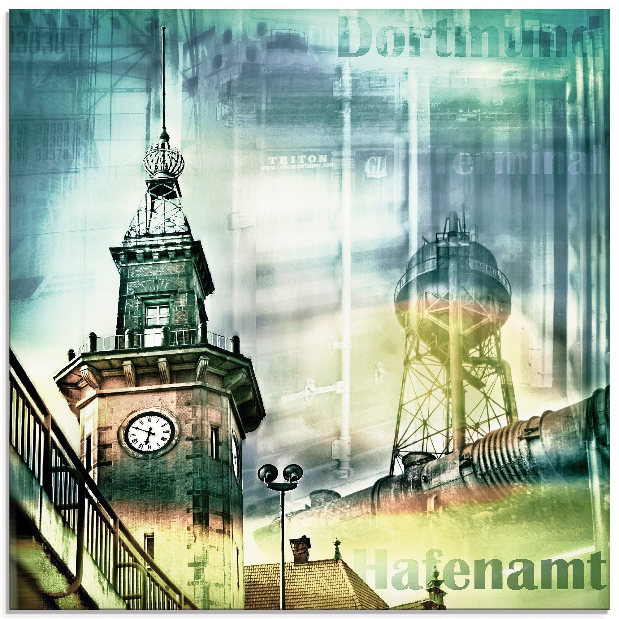 Artland Print op glas Dortmund skyline collage I (1 stuk)