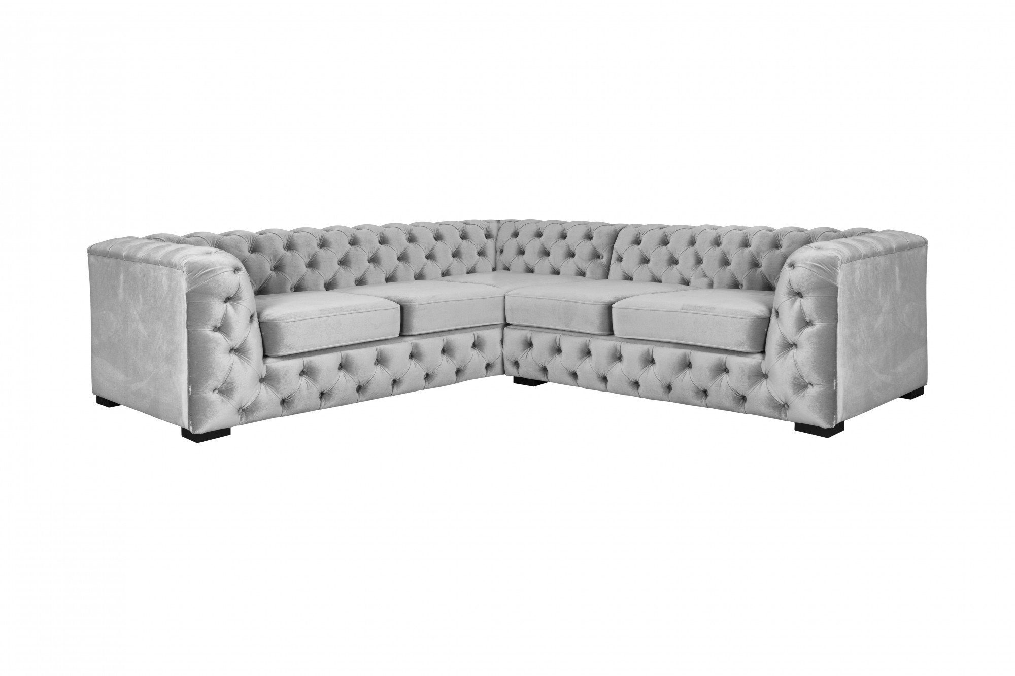 Guido Maria Kretschmer Home&Living Chesterfield-bank KALINA L-vorm hoogwaardig chesterfield design, zeer hoogwaardige afwerking grijs, chesterfield