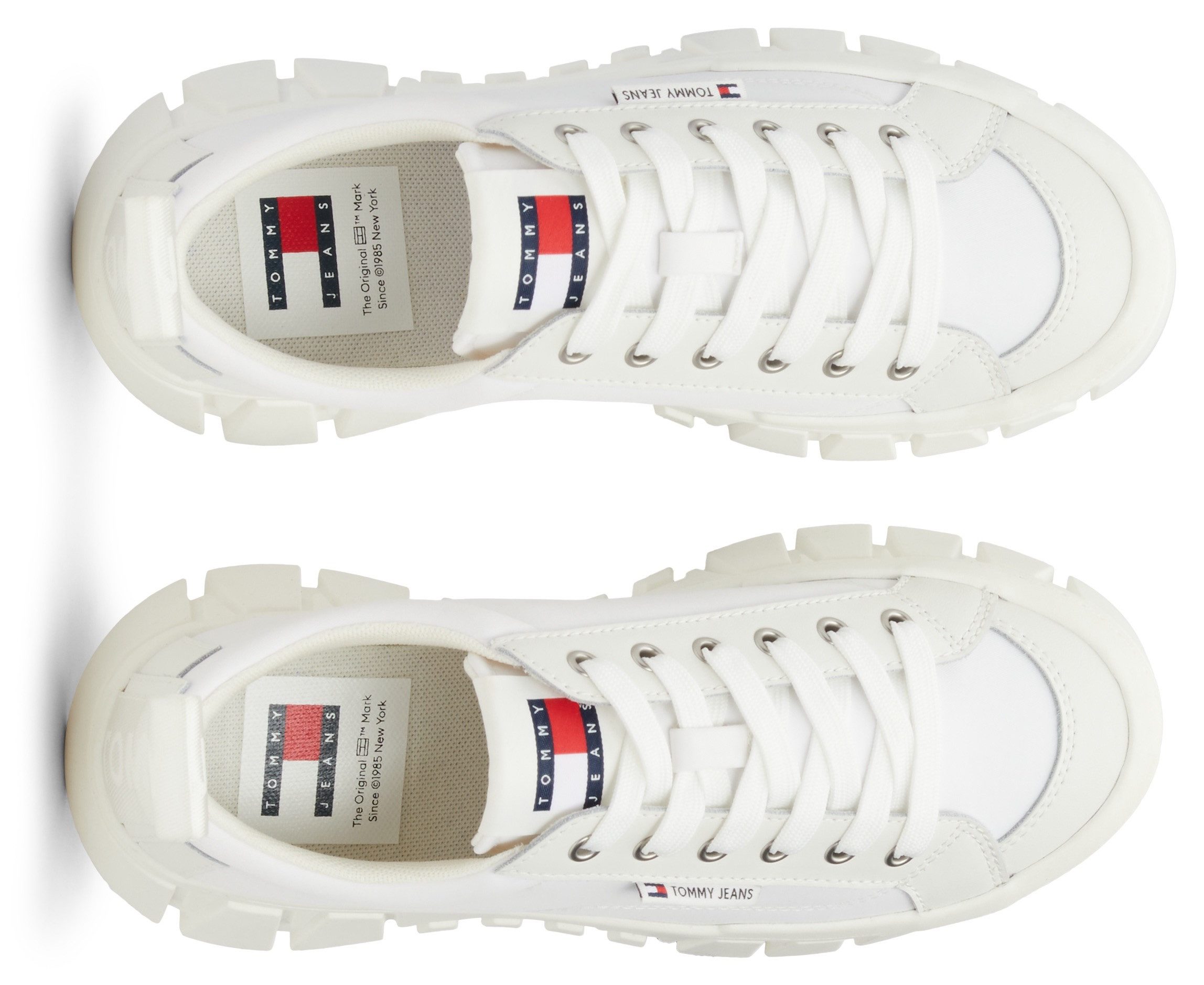 TOMMY JEANS Plateausneakers TJW VULC FLATFORM LC MIX MEDIA , vrijetijdsschoen, lage schoen, veterschoen met robuuste zool