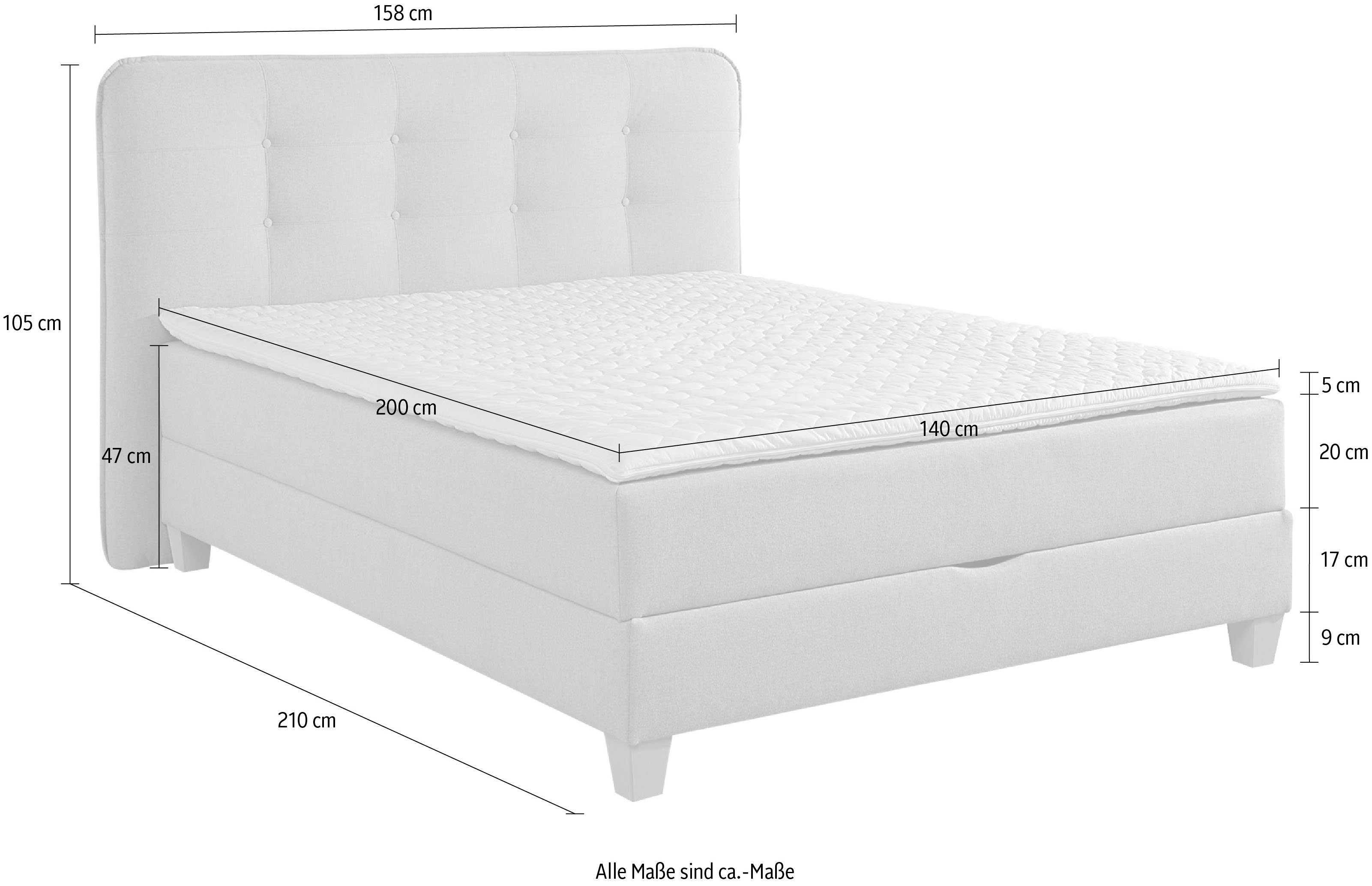 Home affaire Boxspring inclusief topmatras van koudschuim en bedkist