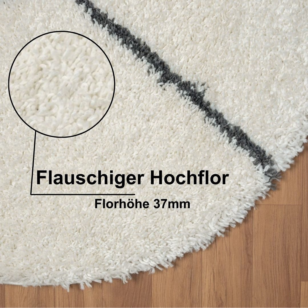 Myflair Möbel & Accessoires Hoogpolig vloerkleed My Shaggy Raute Shaggy, Scandi ruiten ontwerp, licht glanzend, extra fluffy