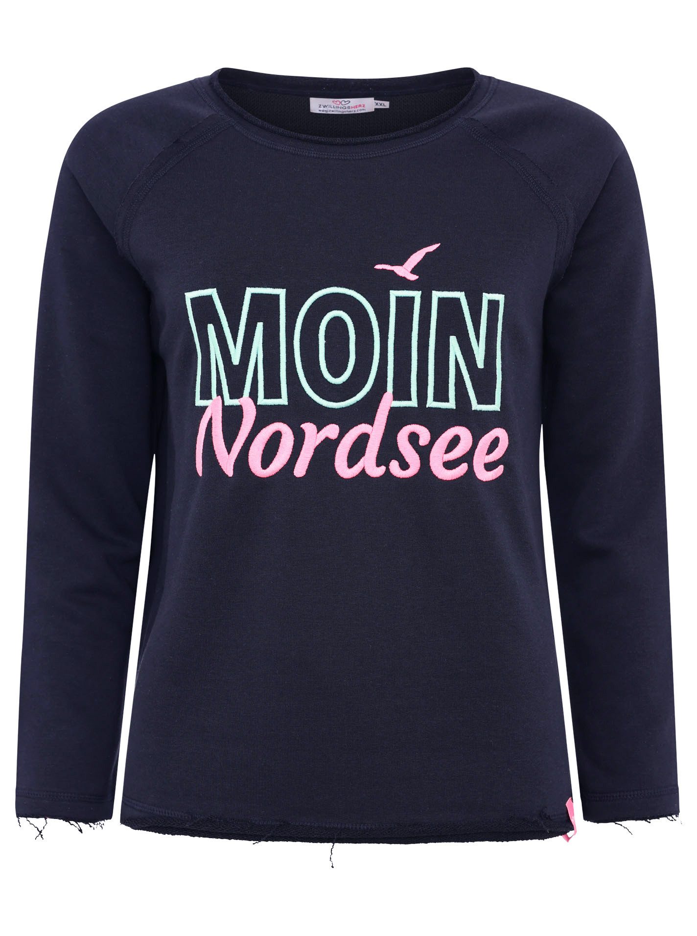 Zwillingsherz Sweatshirt Moin Noordzee met used-look randen